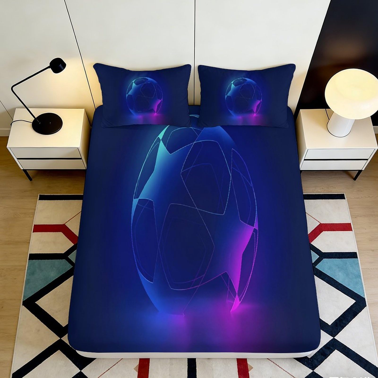 Jqzkxnhpbr Style-6 3D Printed Aurora Neon Fitted Sheet Microfiber Soft Abstract Light Mattress Cover For Bedroom Dorm Decor Protection 90X200x25cm