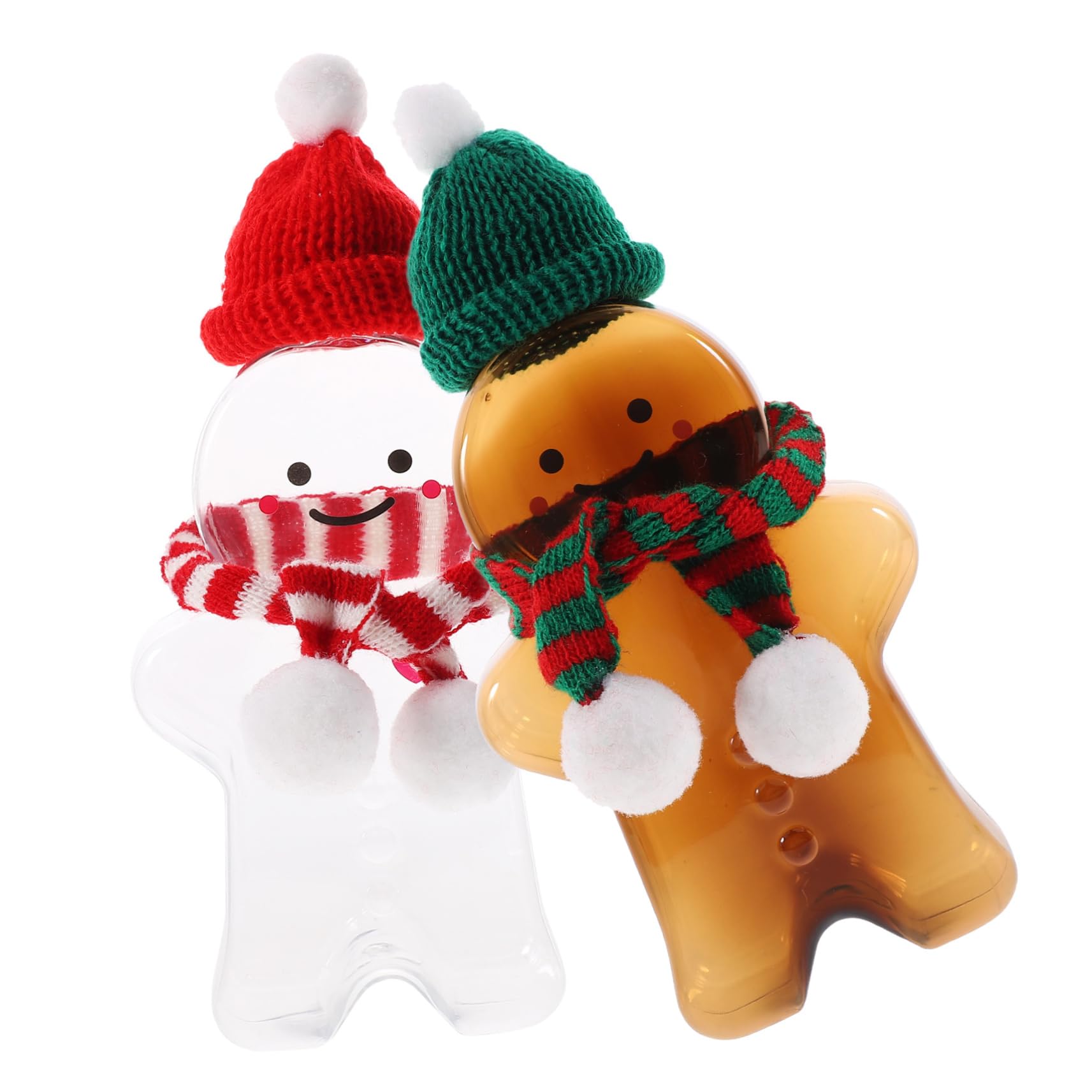 Christmas 2 Sets Christmas Drink Bottle Cookie Containers Clear Container with Lid Plastic Candy Bottle Juice Bottles Christmas Gingerbread Man Bottles Cold Drink Suite
