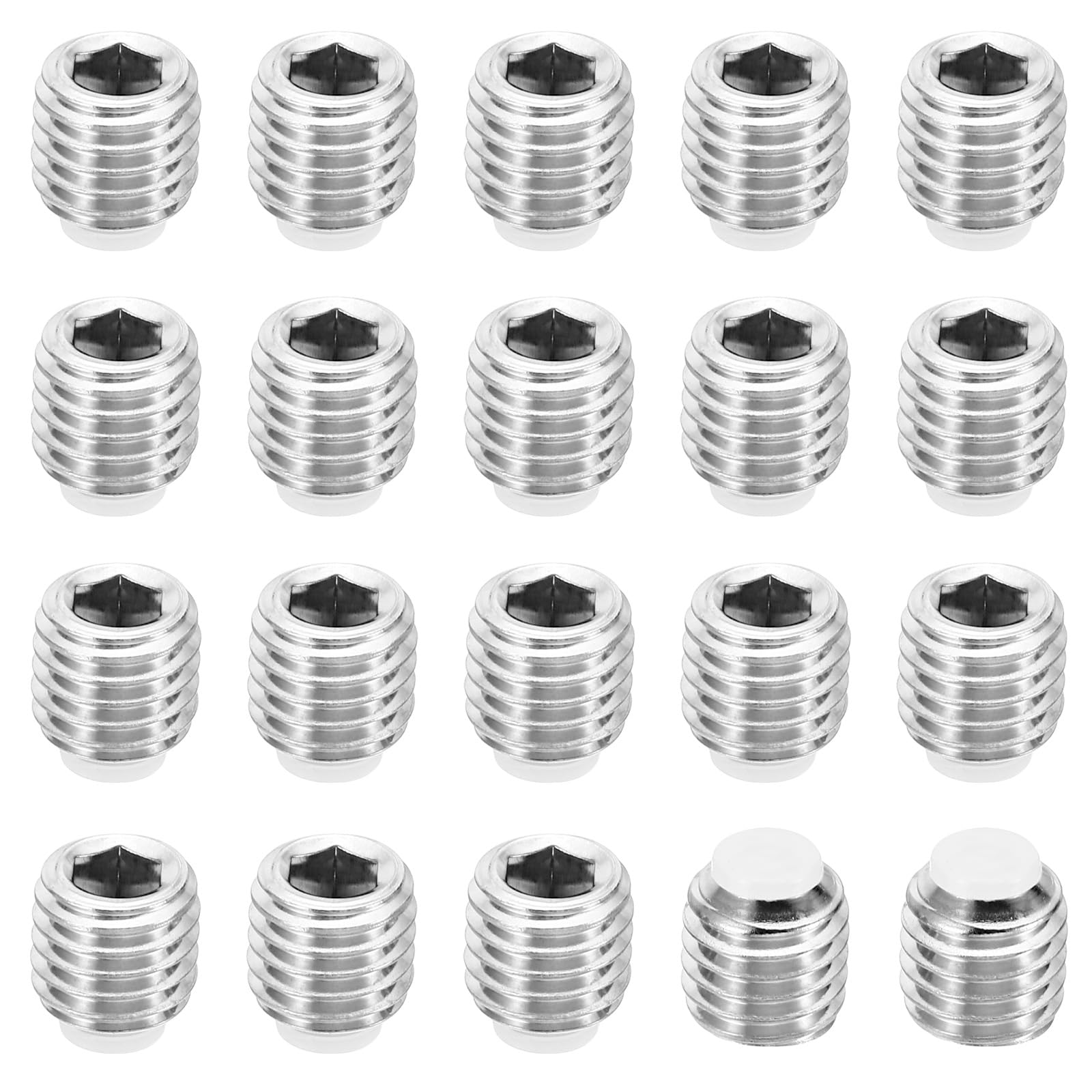 PATIKIL M12x12mm Nylon Tip Grub Screw, 20 Pack Metric Hex Socket Head Cup Point Anti Slip Set Screws Internal Hex Drive Hardware, 304 Stainless Steel
