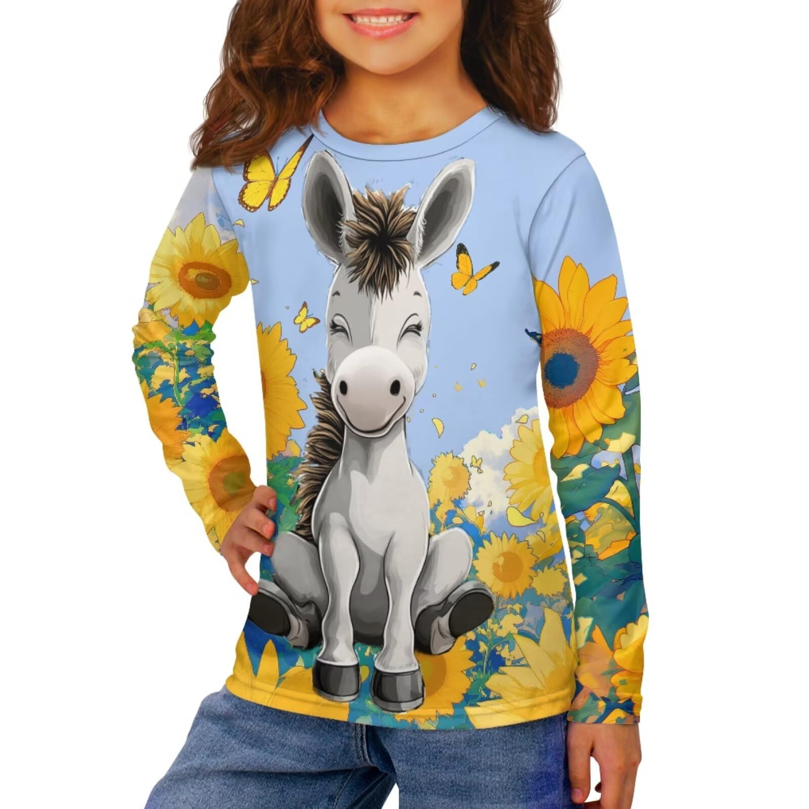Long Sleeve Shirts for Girls Winter Tops 3-16t Cartoon T Shirts for Fall Clothes