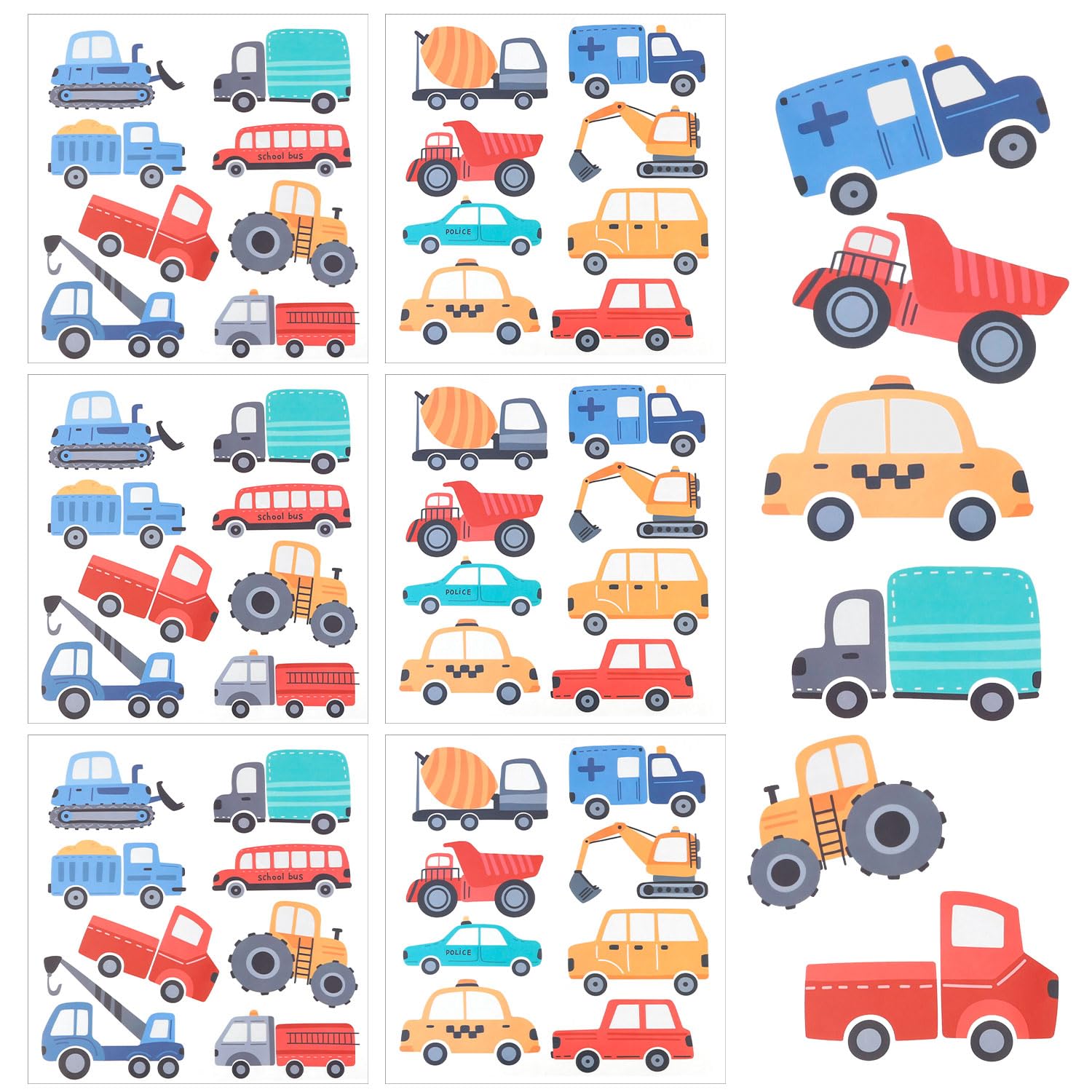 48pcs Construction Vehicles Wall Decals