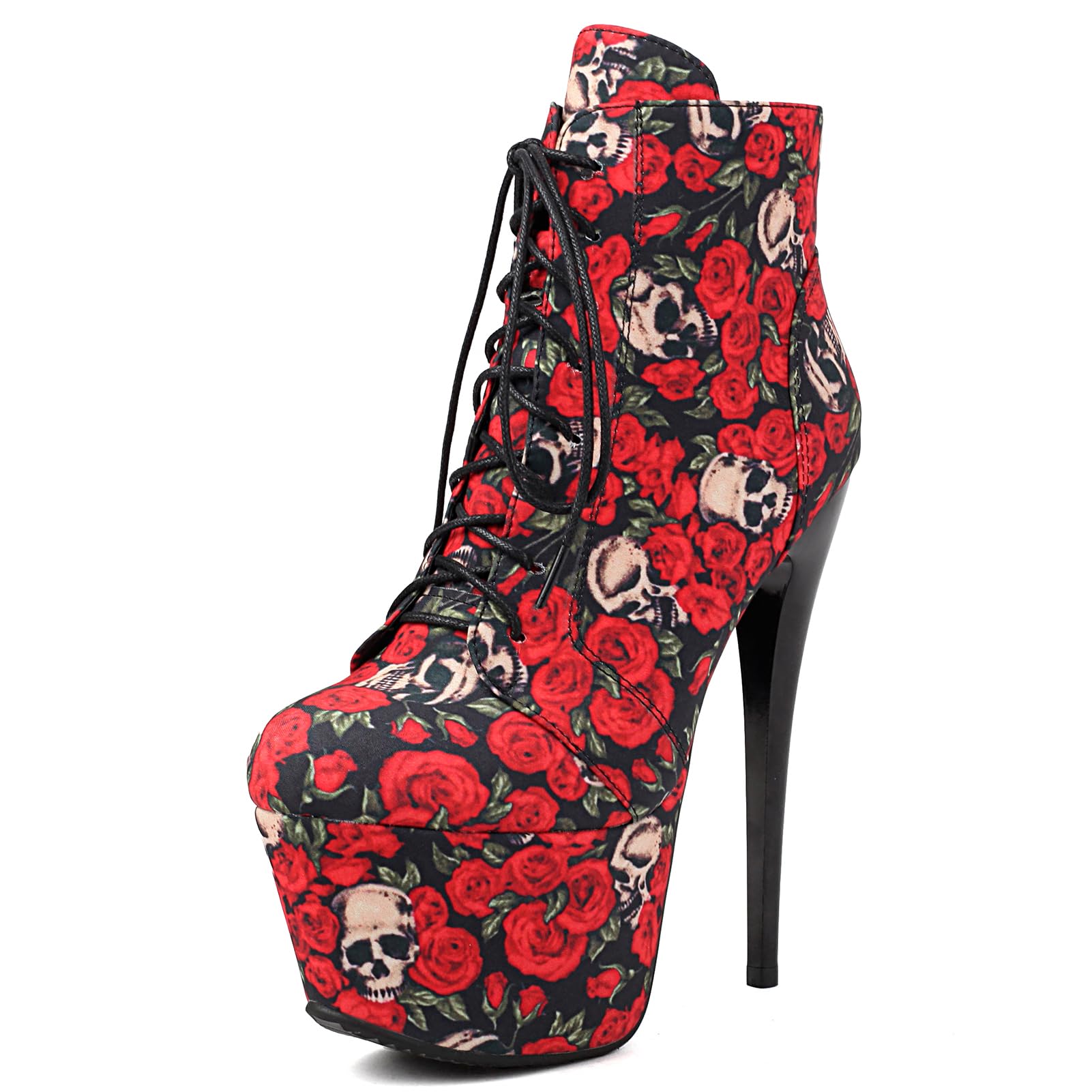 Roimaash Women's Ankle-High Boots Platform Booties Ankle High Stiletto Heels