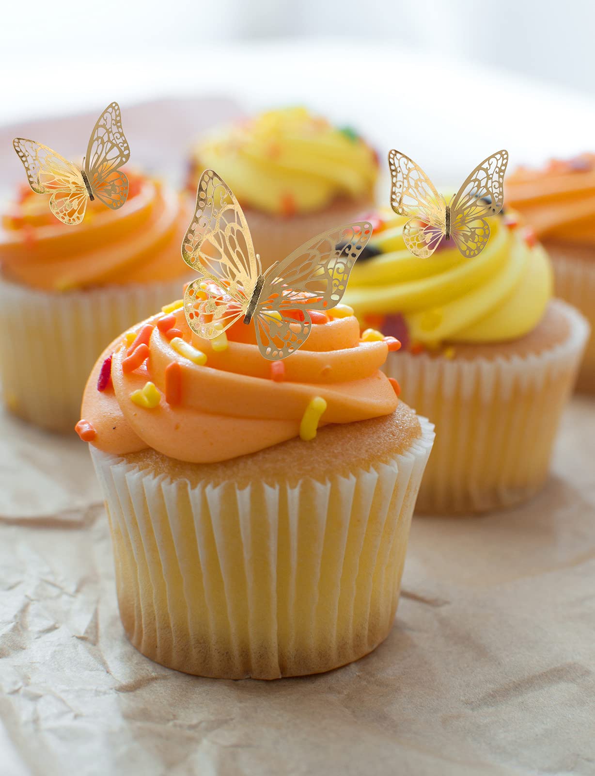 Buy YWWQSJH 48pcs Gold Butterfly Cupcake Toppers 3d Butterfly Cake