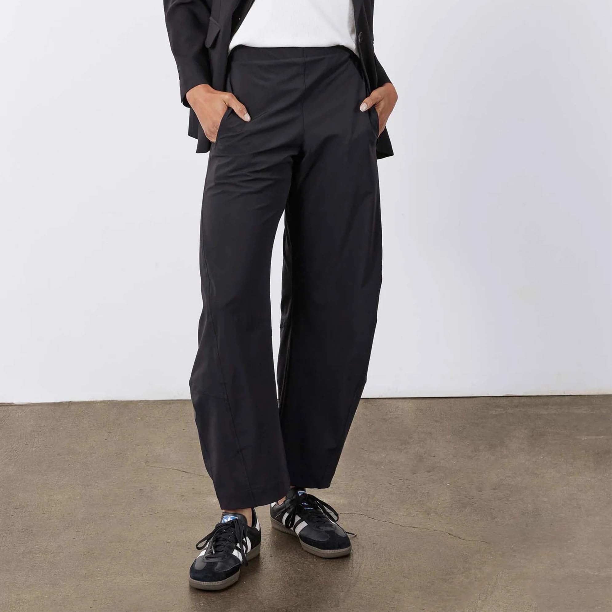 Women Barrel Pants Baggy Wide Leg High Waisted Ankle Pants Summer Lounge Travel Work Trousers with Pockets — view 7