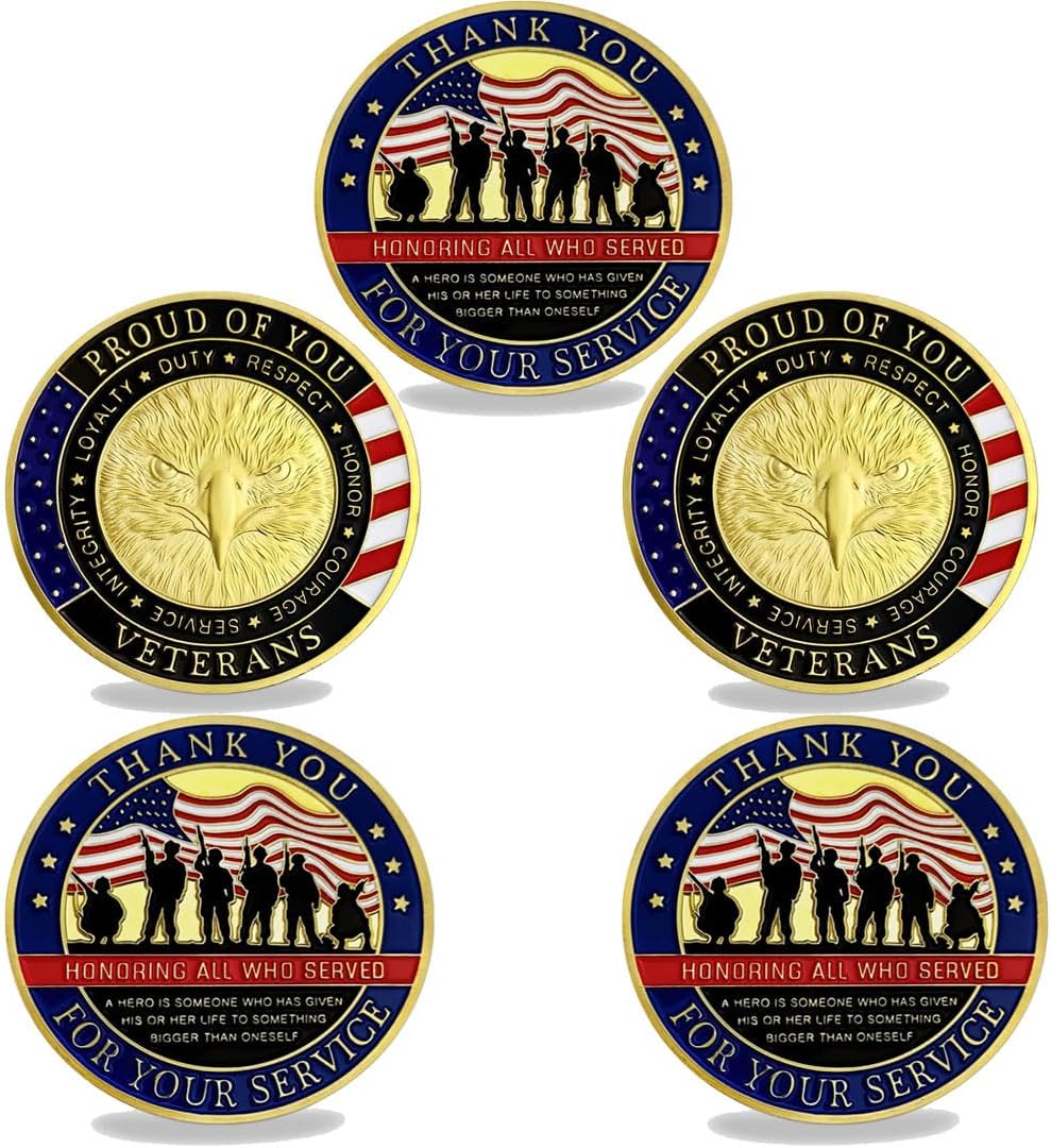 24 Pcs Thank You for Your Service & in Honor of All Who Served Military Coin
