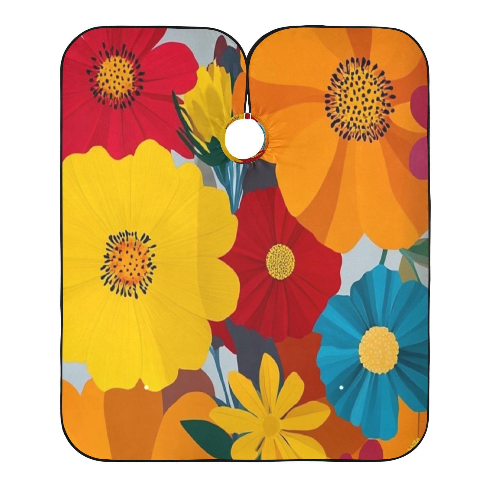 Kigai Colorful Flowers Hair Cutting Cape for Men & Women Waterproof Barber Cape Professional Hairdressing Salon Styling Apron with Adjustable Closure Snap