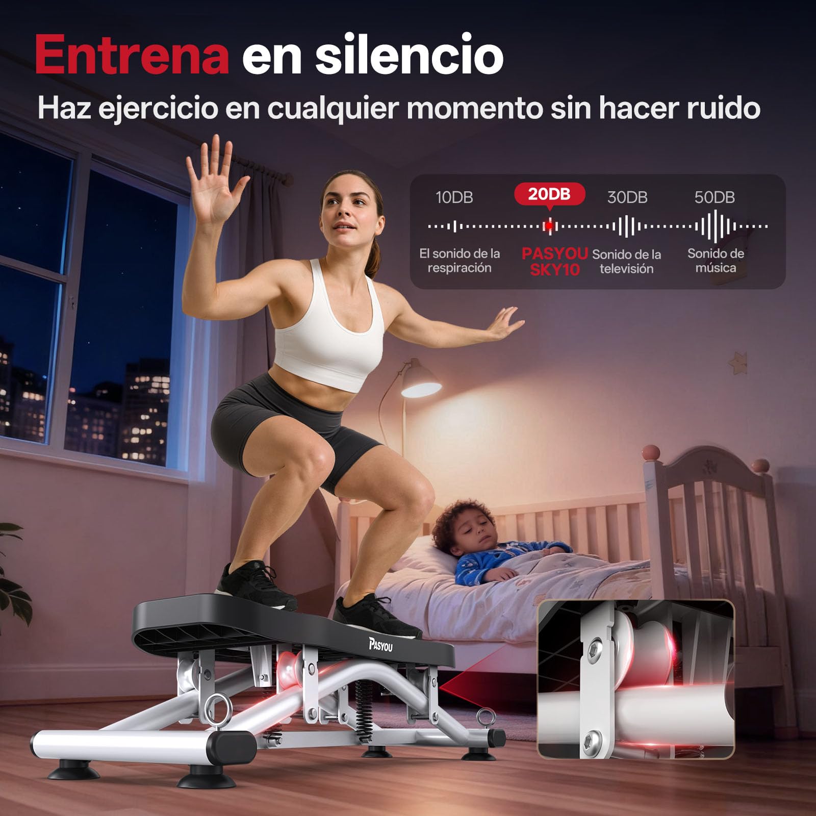 PASYOU Tabla de Equilibrio Simulador de Esquí, Tabla oscilante con Bandas de Resistencia, Entrenador portátil de Equilibrio Wiggle con Monitor LCD, Capacidad de 136 kg, Ejercicio Completo