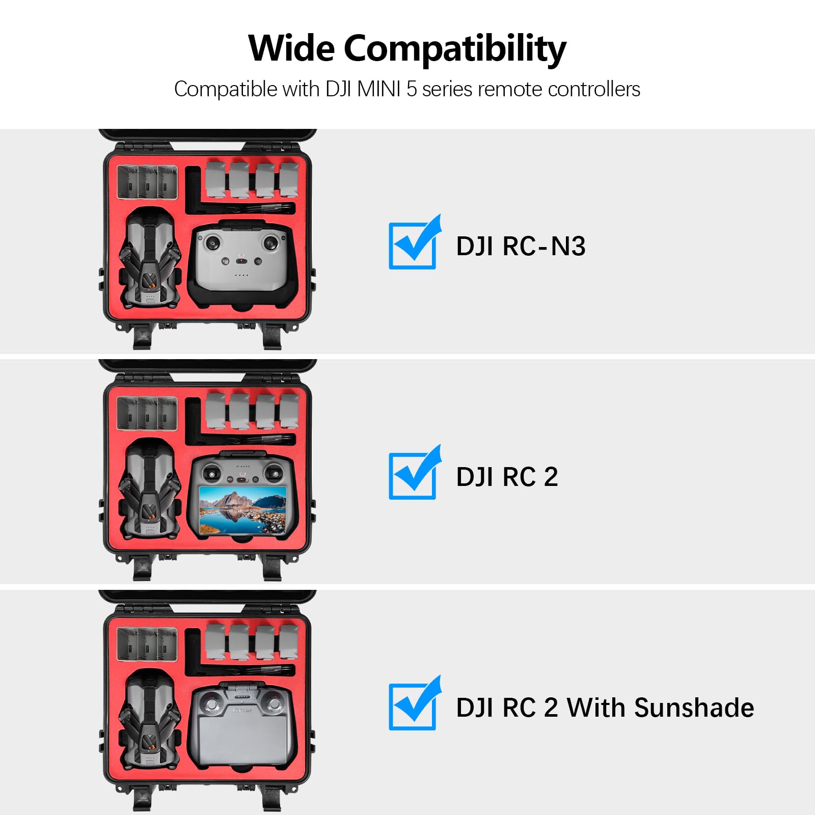 FPVtosky Étui Rigide pour DJI Mini 5 Pro/Fly More Combo/Plus, Sac de Transport étanche pour Accessoires Mavic Mini5 Pro RC 2 [ Étui Seulement ]