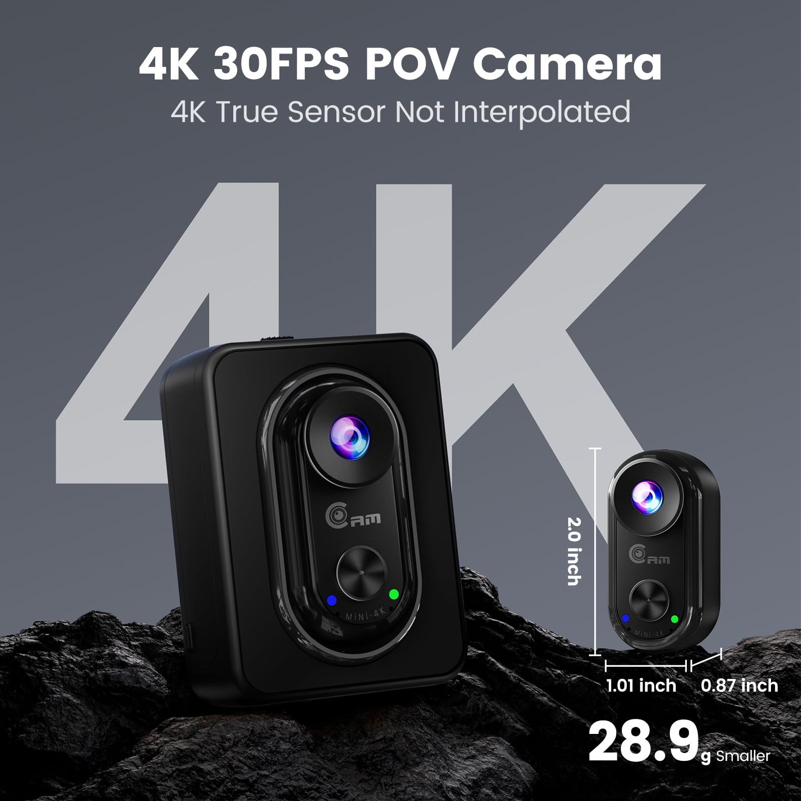 4K Mini Action Cam - 20MP Mini-Körperkamera, Magnetische Bodycam Action-Kamera im Daumengroßen Format, 6-Achsen-Stabilisierung, Weitwinkel POV-Kamera, Vlog Kamera für Motorrad/Reisen/Haustiere