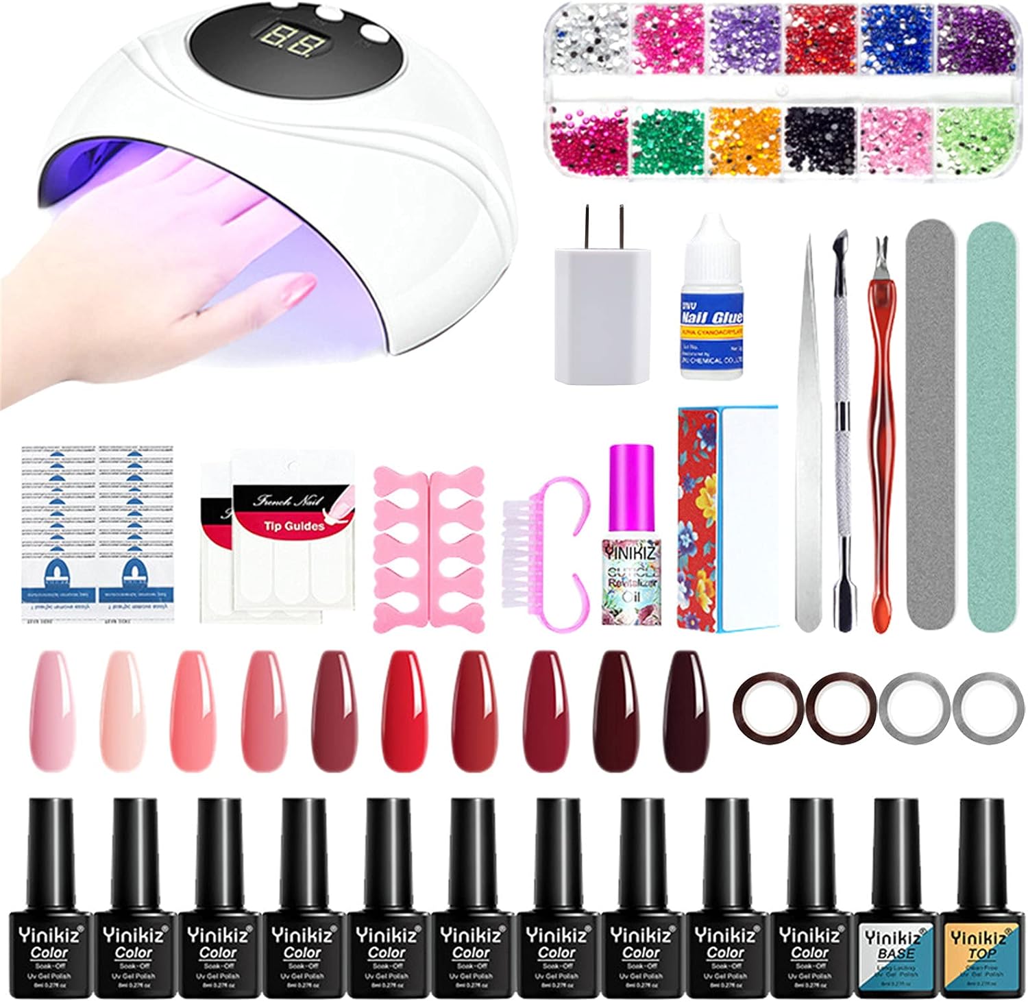 Chilbrisad ポリジェル セット ネイルレシピ ジェルネイル スターターキット 初心者 Ledライト付き カラージェル ギフト ポリジェル 長さだしジェルカラーセット ギフト ポリジェル ネイル セット 操作簡単 初心者 人気 スカルプ ネイル ネイルライト対応 Gift サロン級