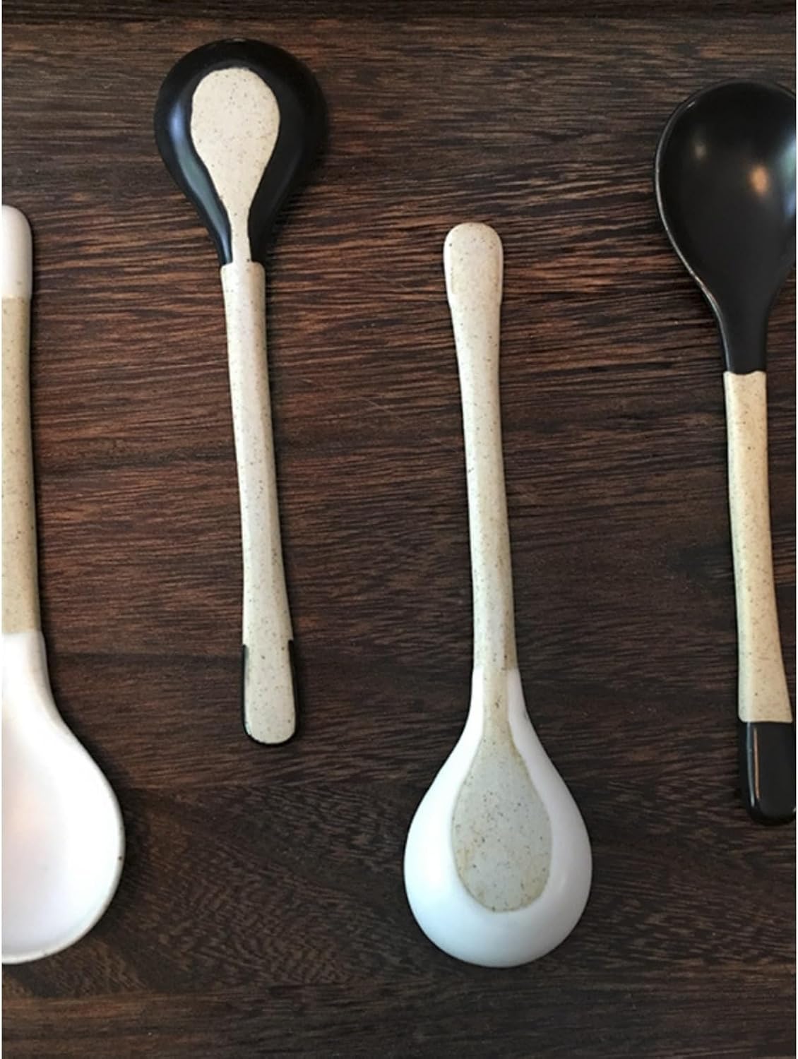 Soup Spoon Handmade Ceramic Spoon Cute Long Handle Coffee Spoon Mixing and Stirring Spoon Japanese Rough Ceramic Dessert Spoon, 2 Pieces Ice Cream Scoop (White 16.5cm)
