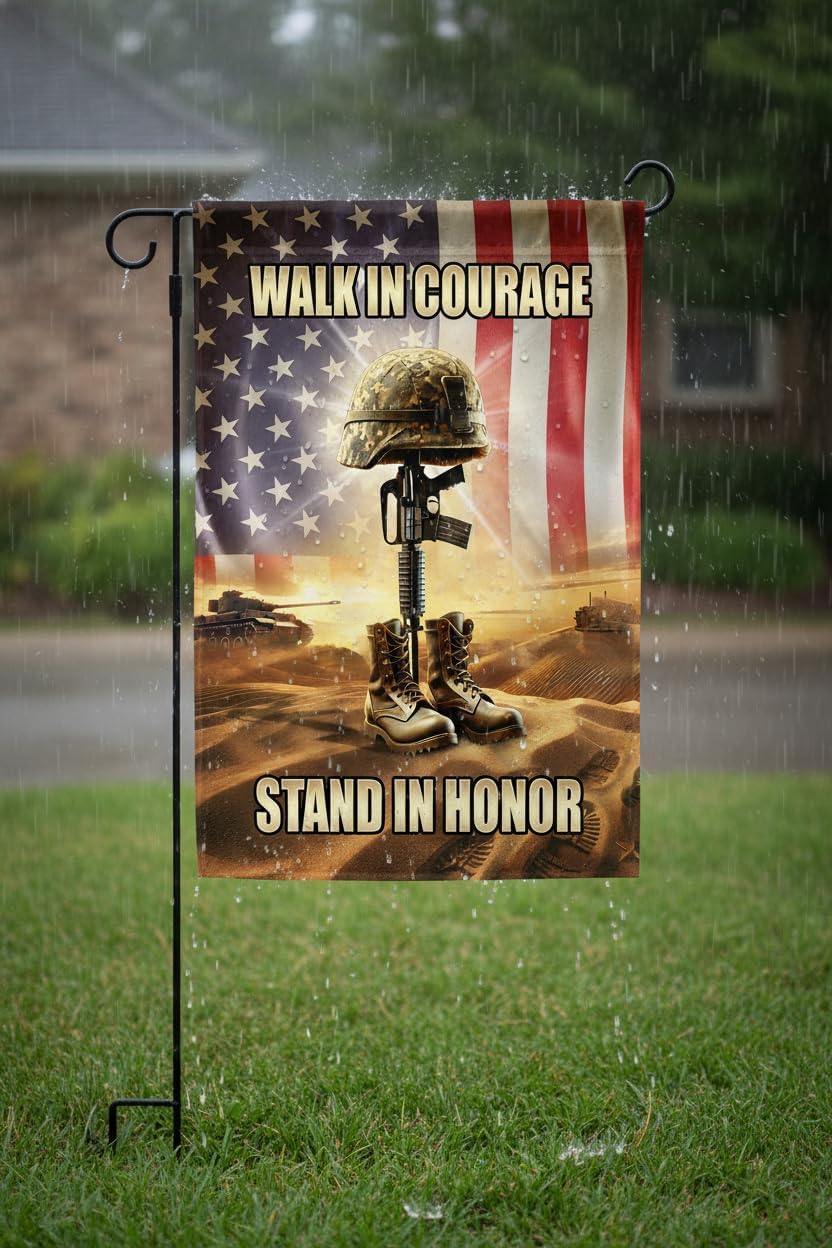 Army Veteran Garden Flag 12x18 In Double-Sided Military Tribute Banner with Fallen Soldier Cross, Durable All-Weather Outdoor Decor for Veterans Day, Patriot Day and Christmas Day - Image 4