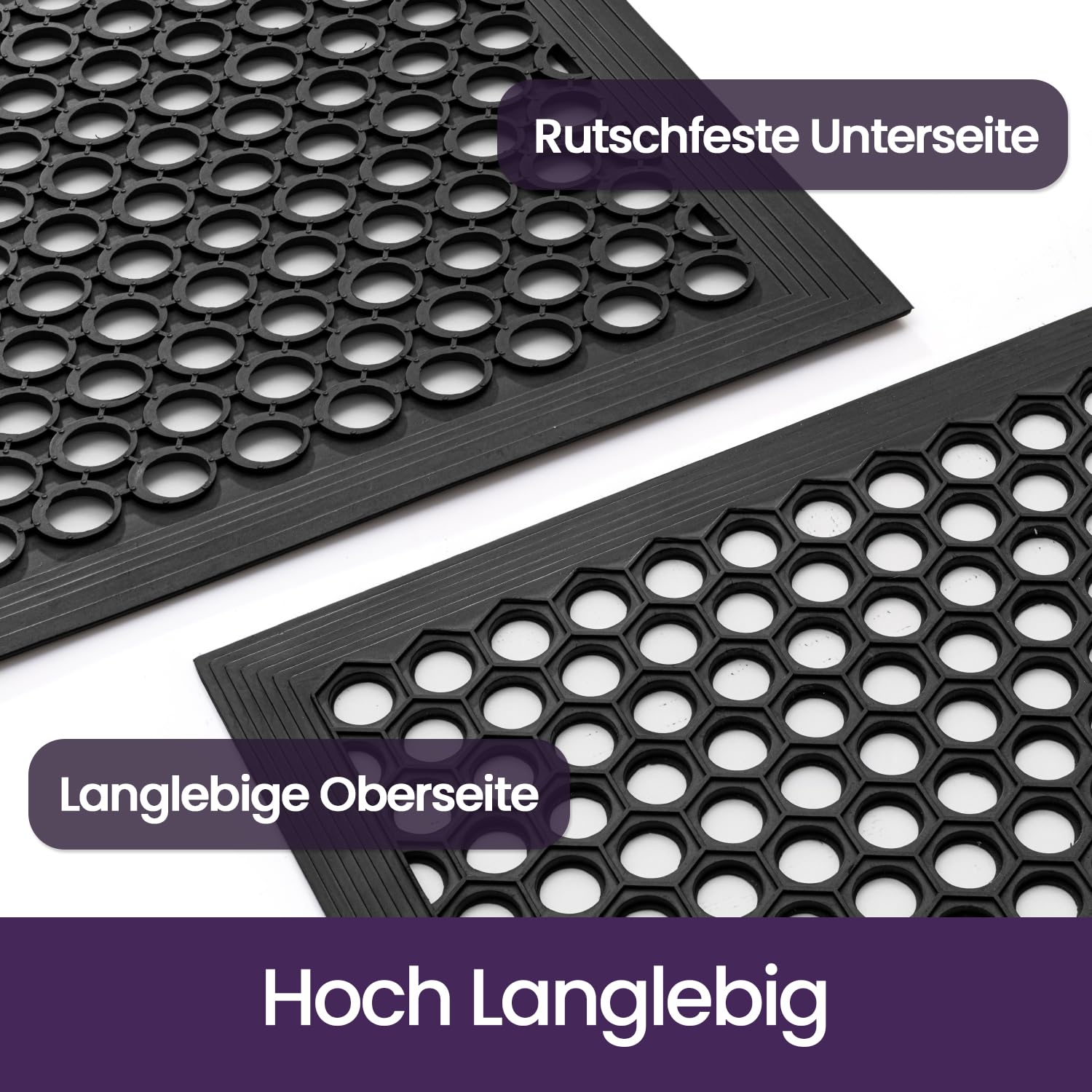 DEXI Fußmatte Außen 60 x 90 cm, rutschfest Gummi Fussmatte mit Noppen, Wasserdicht Robuste Türmatte Außenbereich, Waschbarer Schmutzfangmatte für Haustür, Eingang, Terrasse und Balkonn, Schwarz