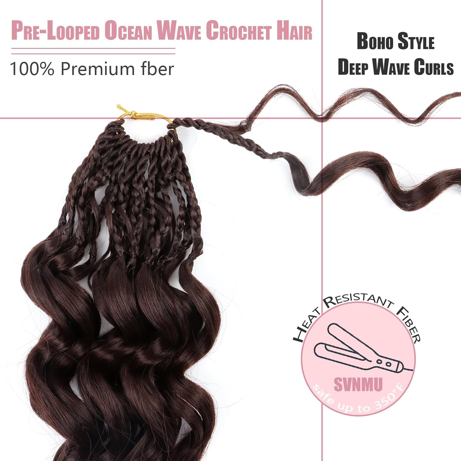 Pre-Looped Ocean Wave Crochet Hair 10inch #4 8 Packs Pre-Twisted French Curl Boho Braids Short Goddess Box Braids Curly Synthetic Braiding Hair Extensions for Women