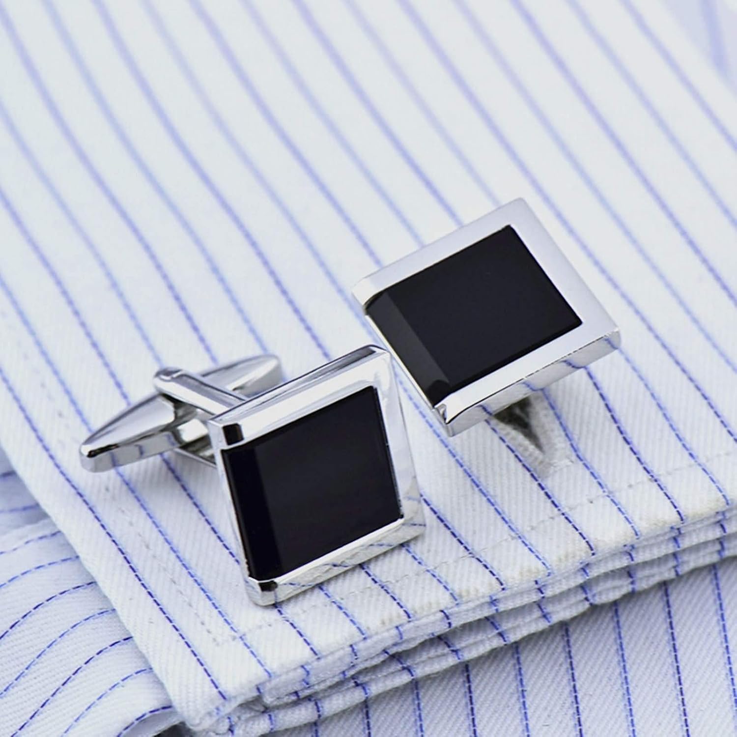 Daesar Copper Cuff Links Cufflink and Stud Sets Agate Black Square Cufflinks and Studs Silver Black