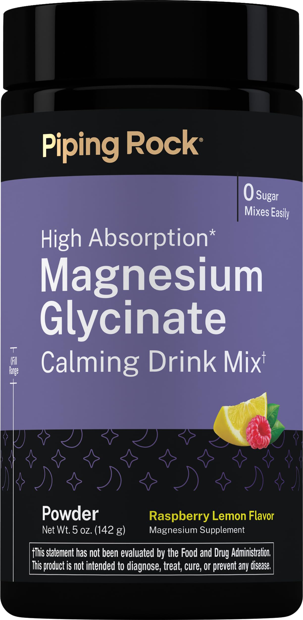 Piping Rock Magnesium Glycinate | 5 oz Powder | Calming Drink Mix