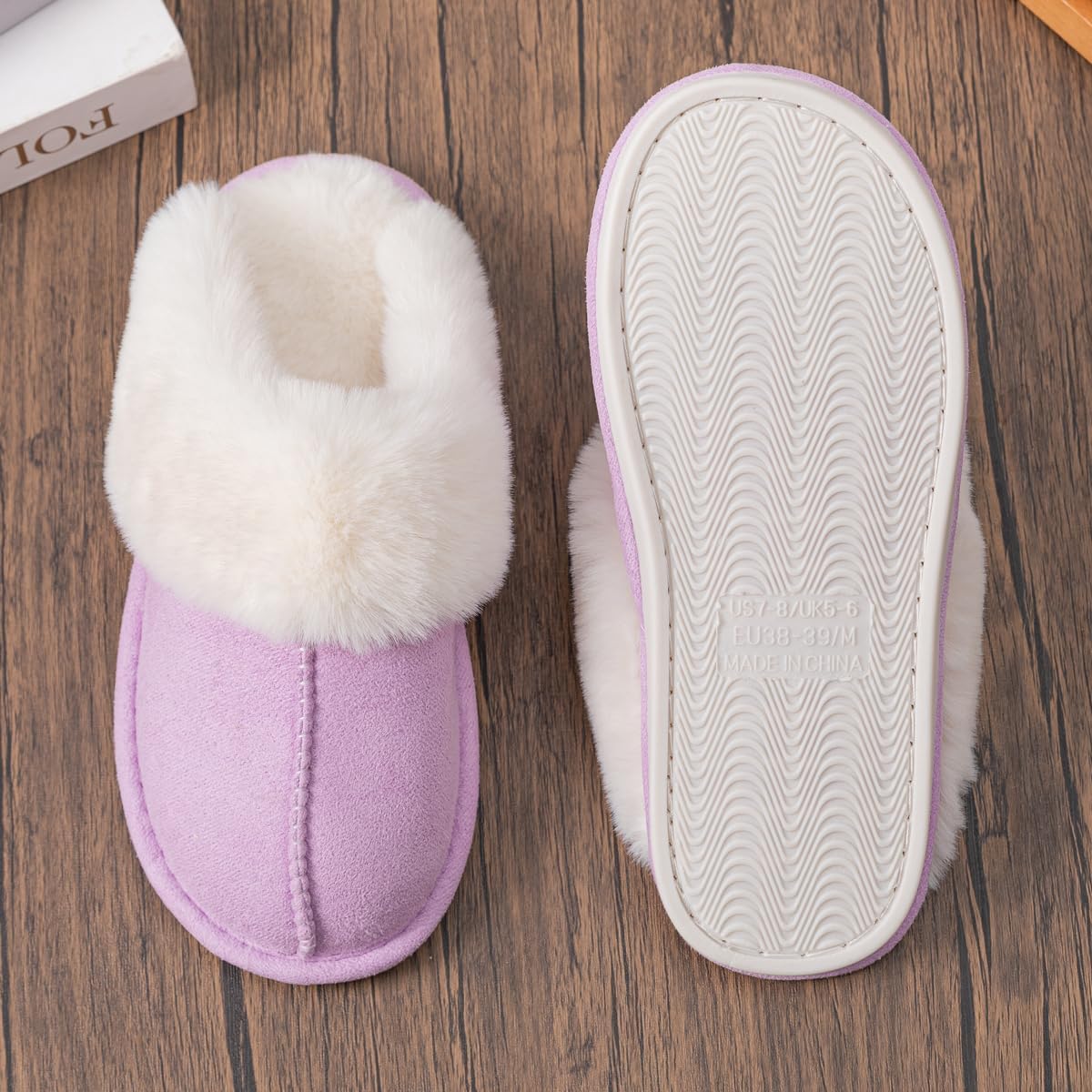 Women's Slippers Soft Plush Winter Warm House Shoes Slip on Fluffy Fur Slippers