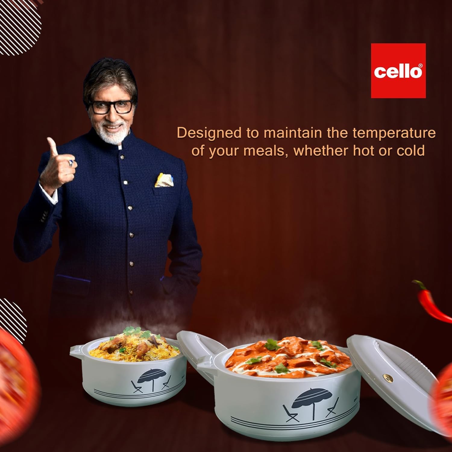 Cello Chef Super 3-teiliges isoliertes Hot Pot Kasserolle Geschenk-Set 500, 850, 1500 (weiß)