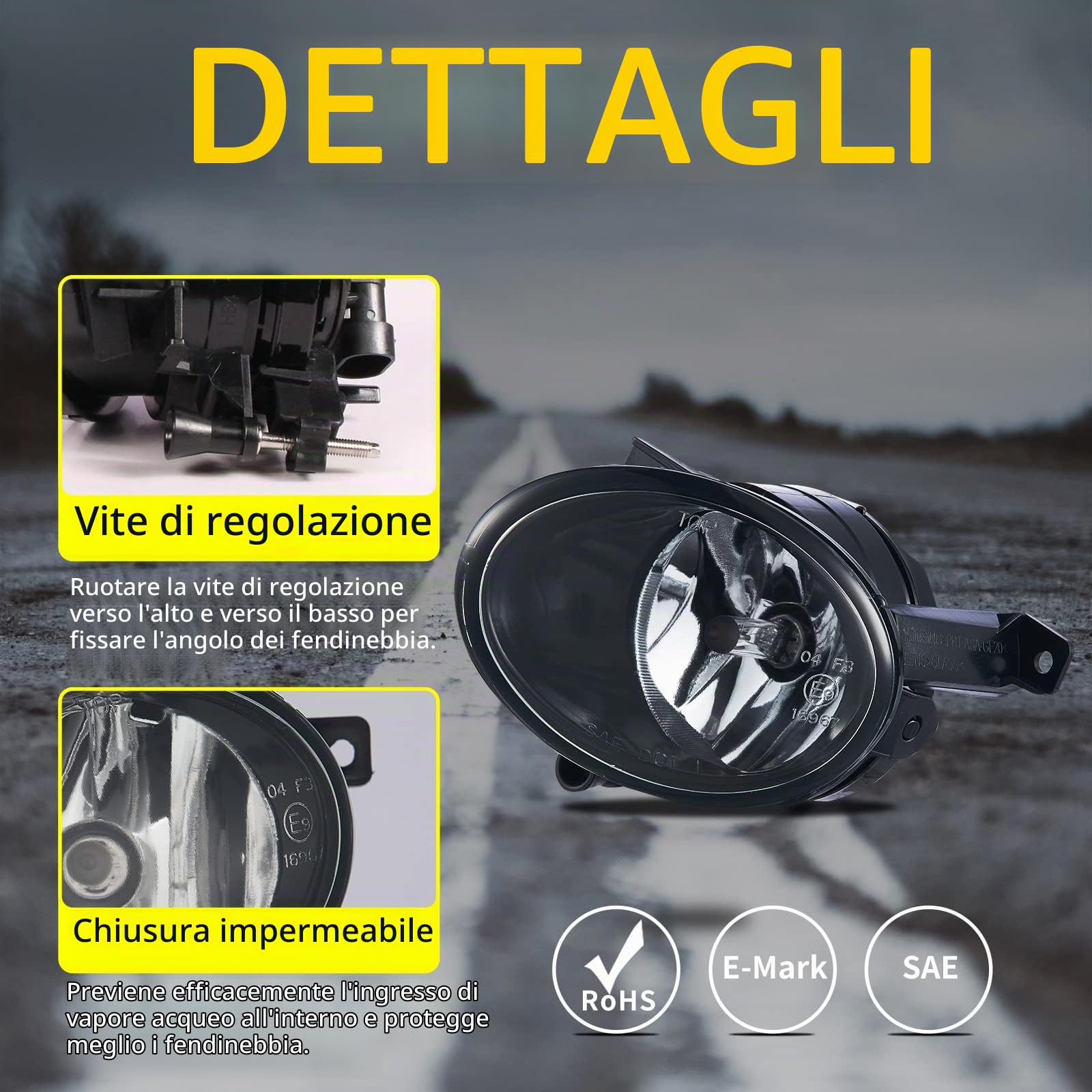 Fendinebbia per Volkswagen Golf 6 Tiguan Beetle Caddy 3 Eos/Cabriolet/Plus Jet 4 Up [VW 5N 5C1 5C7 2K 1F7 5K1 AJ5 517 5M1 521 162 1T3] SEAT Alhambra 710 Lampadine incluse trasparente