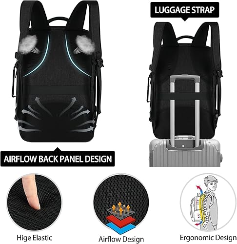 Miniatura 7 de Lubardy Mochila de viaje para laptop, 40L, aprobada para vuelo, mochila de mano para hombres y mujeres, Beige (mochila con 3 cubos de embalaje),