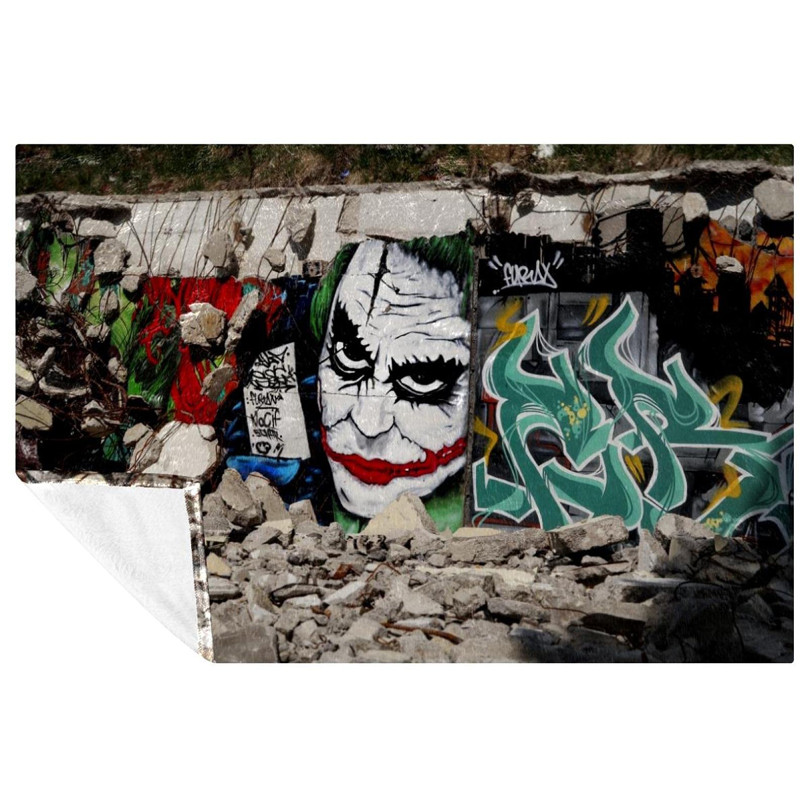 Couverture lit et canapé clown graffiti plaid chaud pique-nique plage 150x100 cm