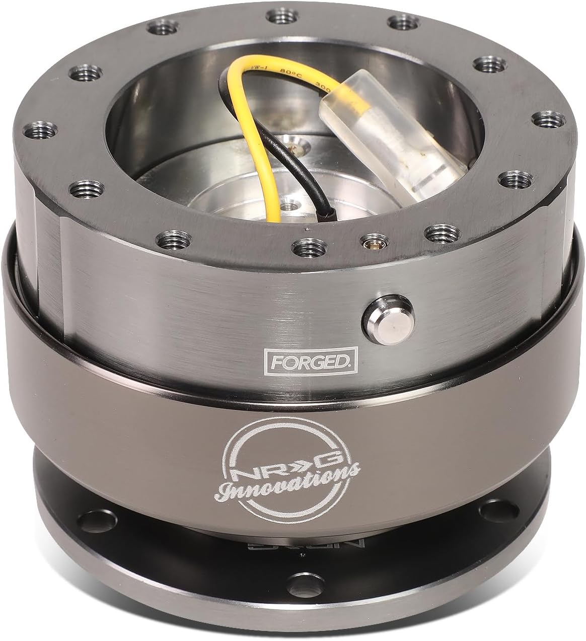 NRG Innovations Gen 2.0 Steering Wheel Quick Release Adapter 6-HOLE with Mounting Bolts (Gun Metal Body/Titanium Chrome Ring), NRG-SRK-200GM