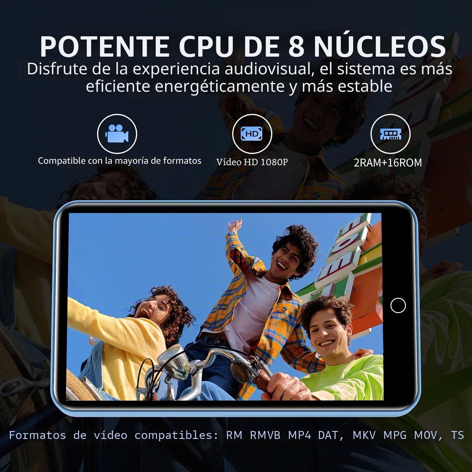 Reproductor MP3 con Bluetooth y WiFi, ZAQE 80 GB de Memoria y Sistema operativo Android, Pantalla táctil de 4 Pulgadas, música de Spotify, Altavoz Integrado,Reproductor MP4 para niños (Blue)