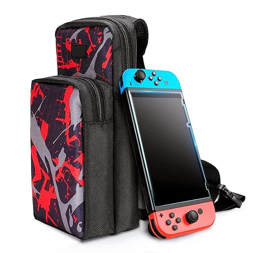 ENFILY Backpack Crossbody Travel Bag Compatible for Nintendo Switch/Switch OLED Model(2021) & Accessories, Nylon Waterproof Portable Shoulder bags, Carrying Case
