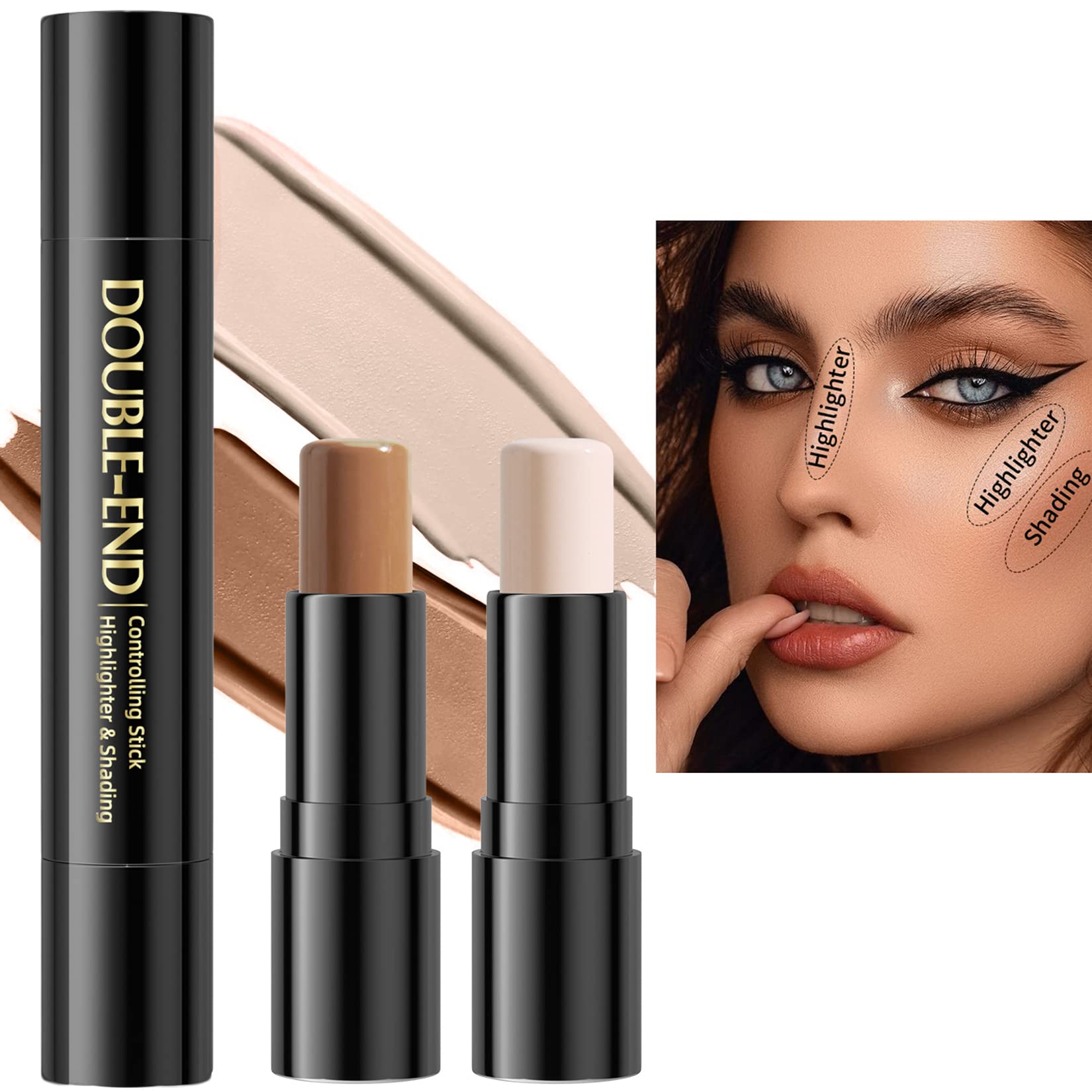 Barra de Contorno, Barra de Resaltado, 3D maquillaje de la cara Resalte Sombra Barra contorno de Lápiz Corrector de Contorno, lápiz de maquillaje resistente al agua, maquillaje de corrección (01)
