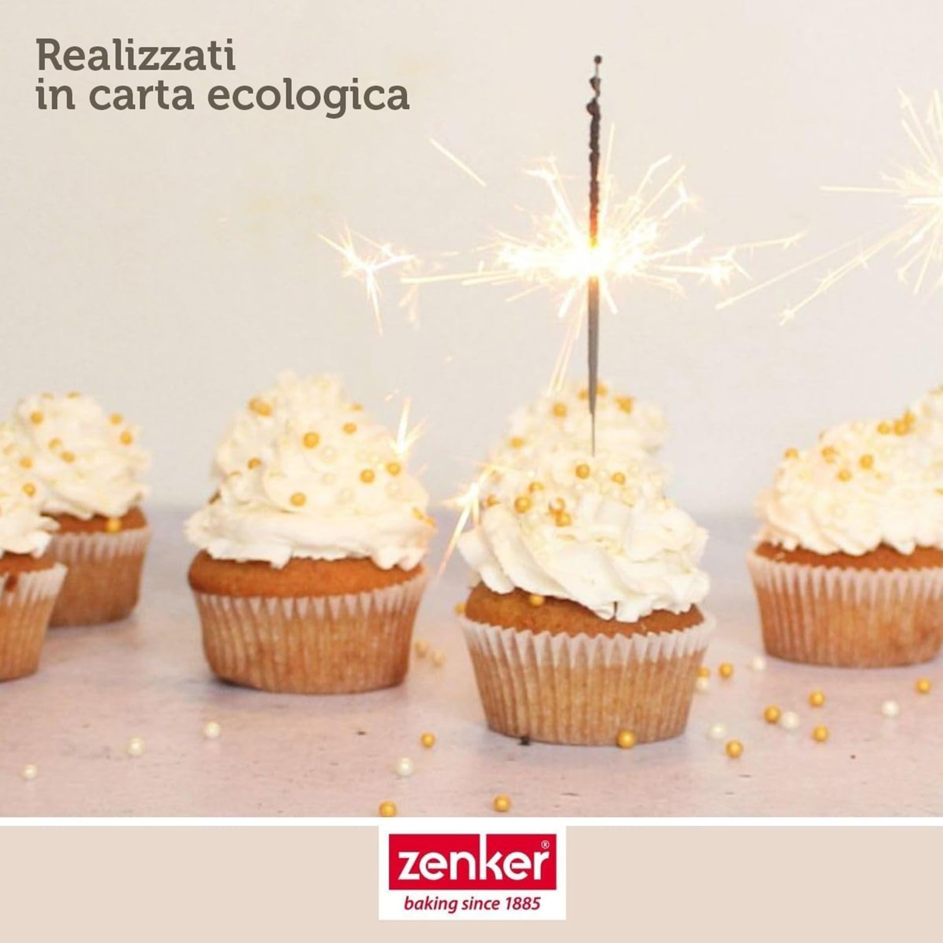 Zenker Set 100 Pirottini Carta Muffin Cup Cake Temperatura 220°C Ø7 x 3 cm