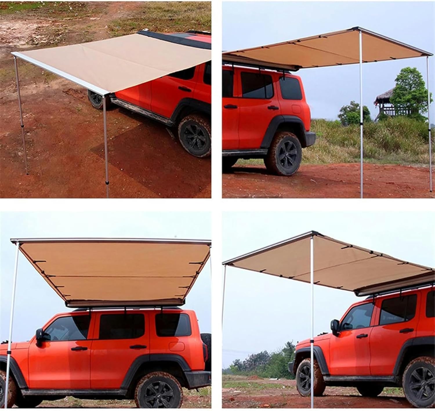 AMNOOL Car Tent, UV50+Removable Awning, Anterie -Resistant Car Awning for Camping and by Land (Hardware Included) (Size: 250 X 250cm (98in X 98in))