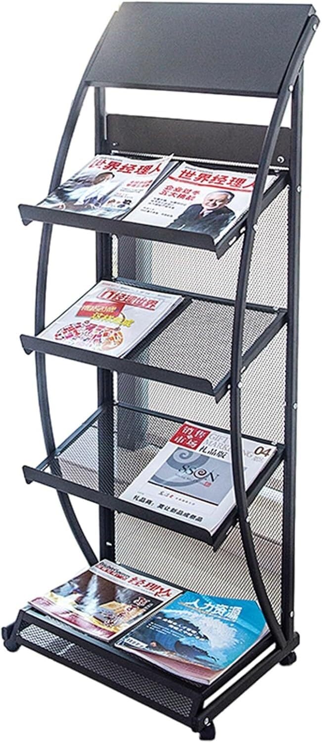Présentoir à brochures sur pied avec roulettes pour documents et catalogues