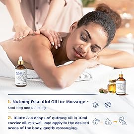 HIQILI Nutmeg Essential Oil 3.38 Fl Oz, Pure Natural Nutmeg Oil for Aromatherapy, Diffuser - 100ml