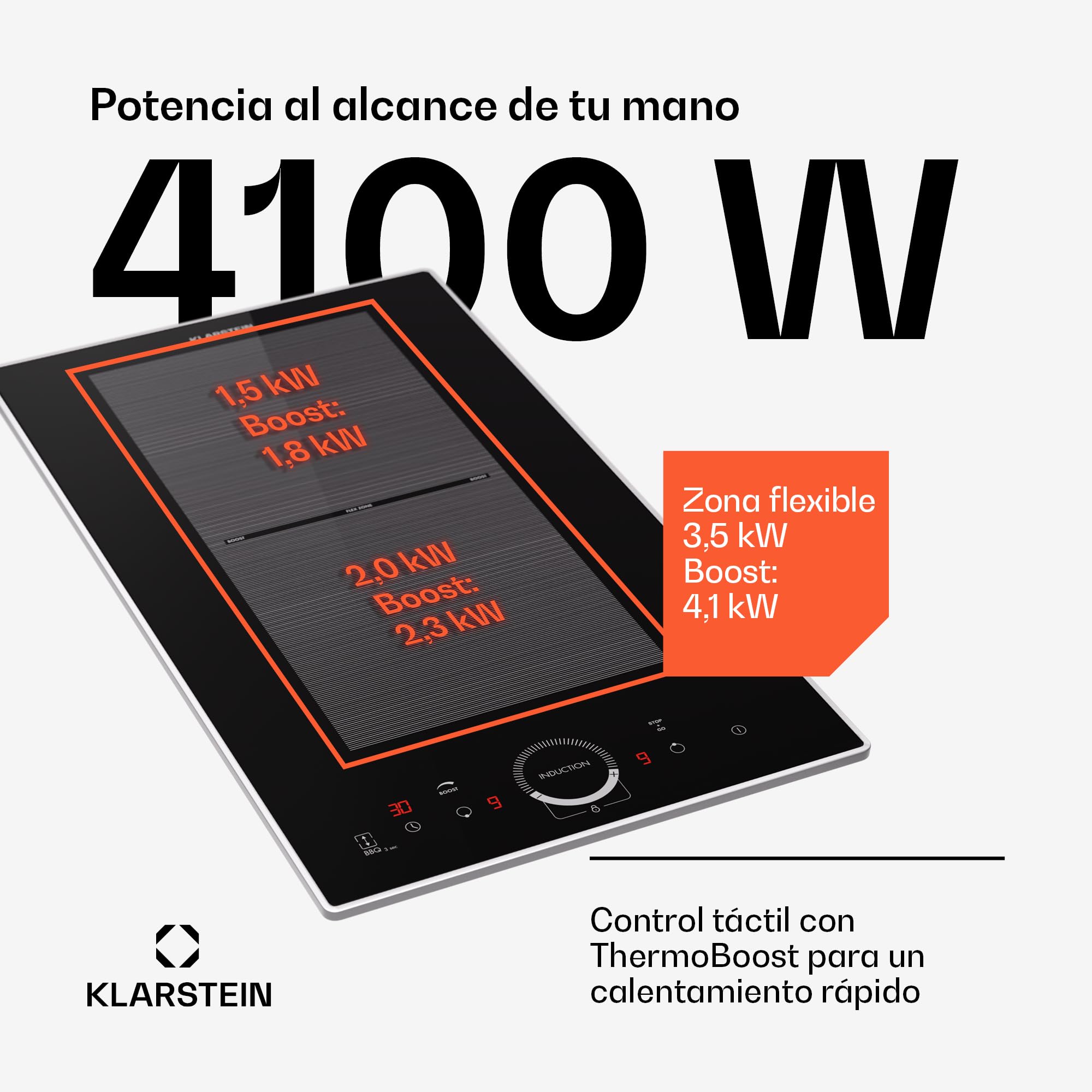 Placa de inducción Klarstein de 2 fuegos, placa empotrable con 2 fuegos, 3500 vatios, placa con panel de control táctil y temporizador, cocina eléctrica eficiente. — view 3