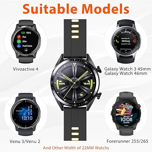 Miniatura 29 de ANCOOL Correa de reloj Garmin Venu 3/Venu 2/Forerunner 265 Band/Vivoactive 4 Band 0.866 in Silicona Watch Band para Forerunner 255