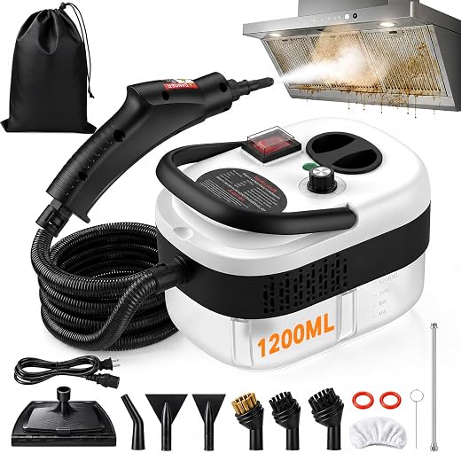 2500W Handheld Steam Cleaner for Home w/12pcs Accessories, 6-Level Pressure