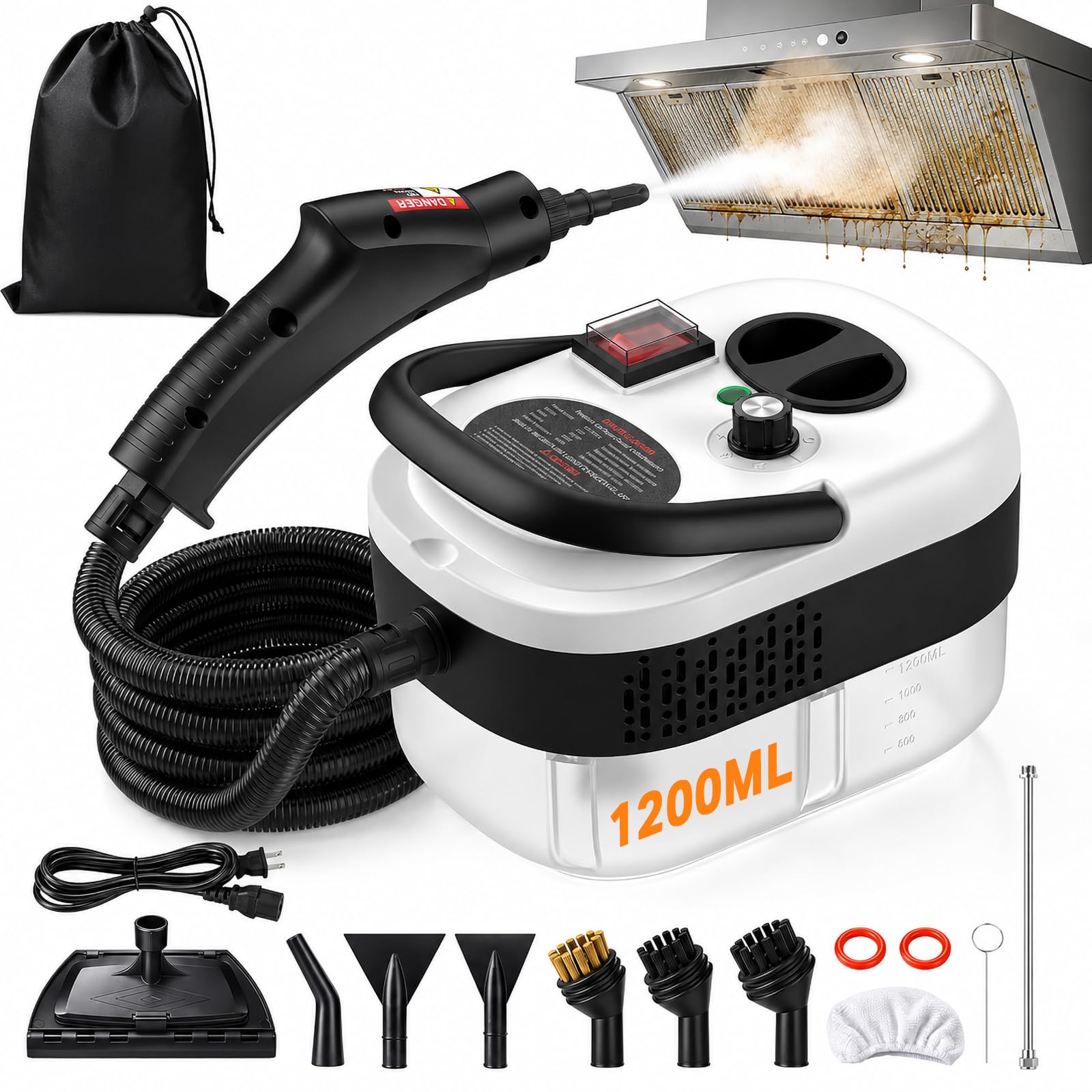 2500W Handheld Steam Cleaner for Home w/12pcs Accessories, 6-Level Pressure