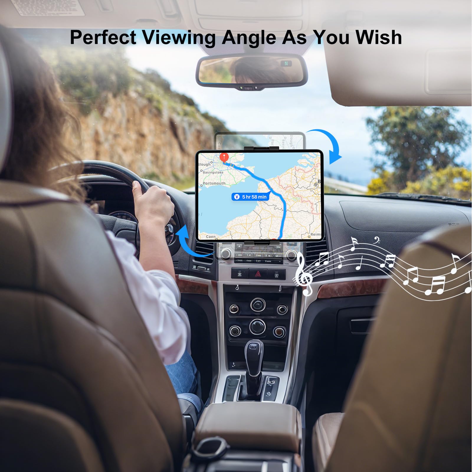 PLDHPRO Soporte universal para tableta, CD, ranura para iPad, soporte para coche, para la conducción y la reproducción de vídeo en el coche, 5,1 – 15,6 pulgadas