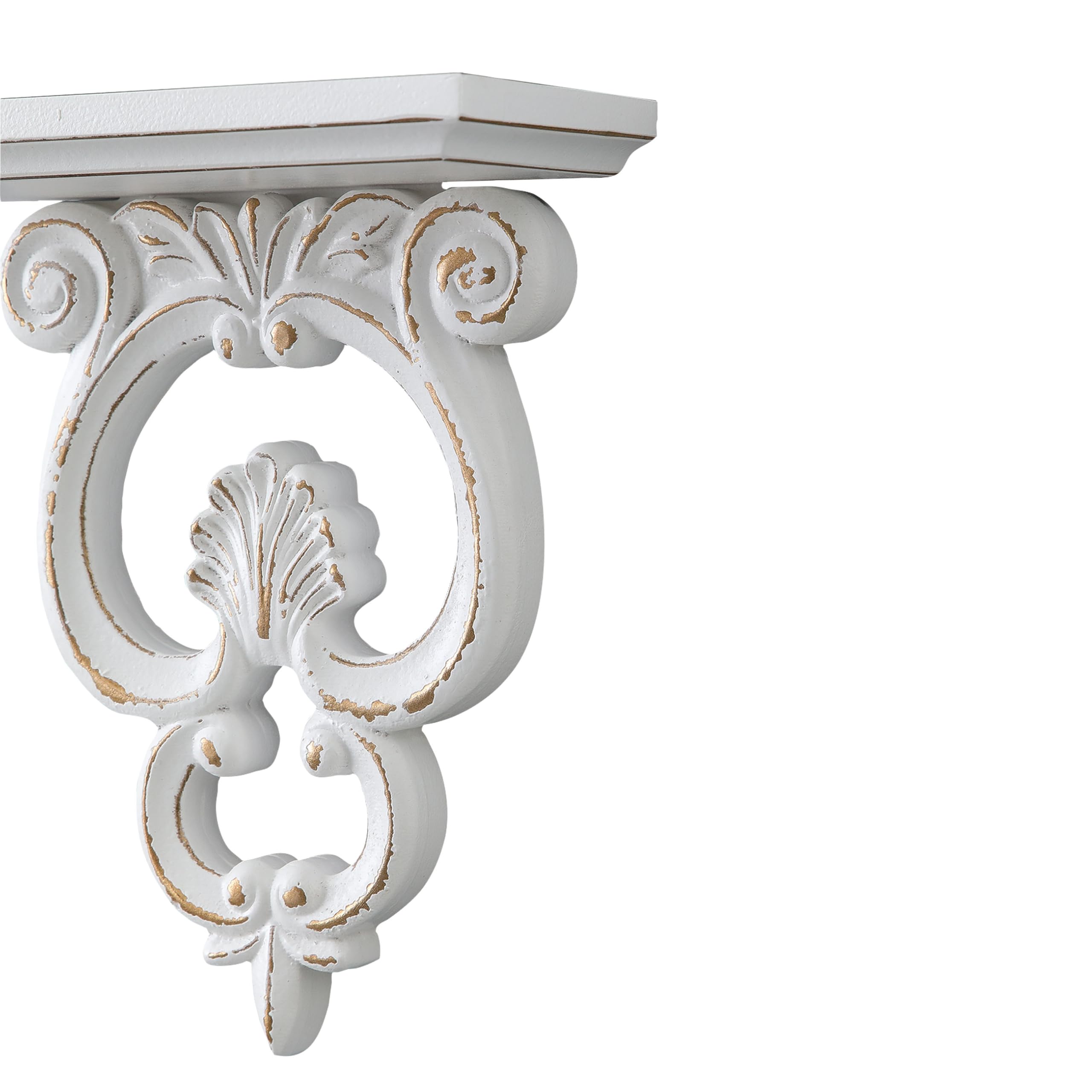 Vintage Petite Etagere Murale Blanche Or, Glam Etagere Murale Bois, Etageres Mmurales pour Chambre, Salon, Couloir