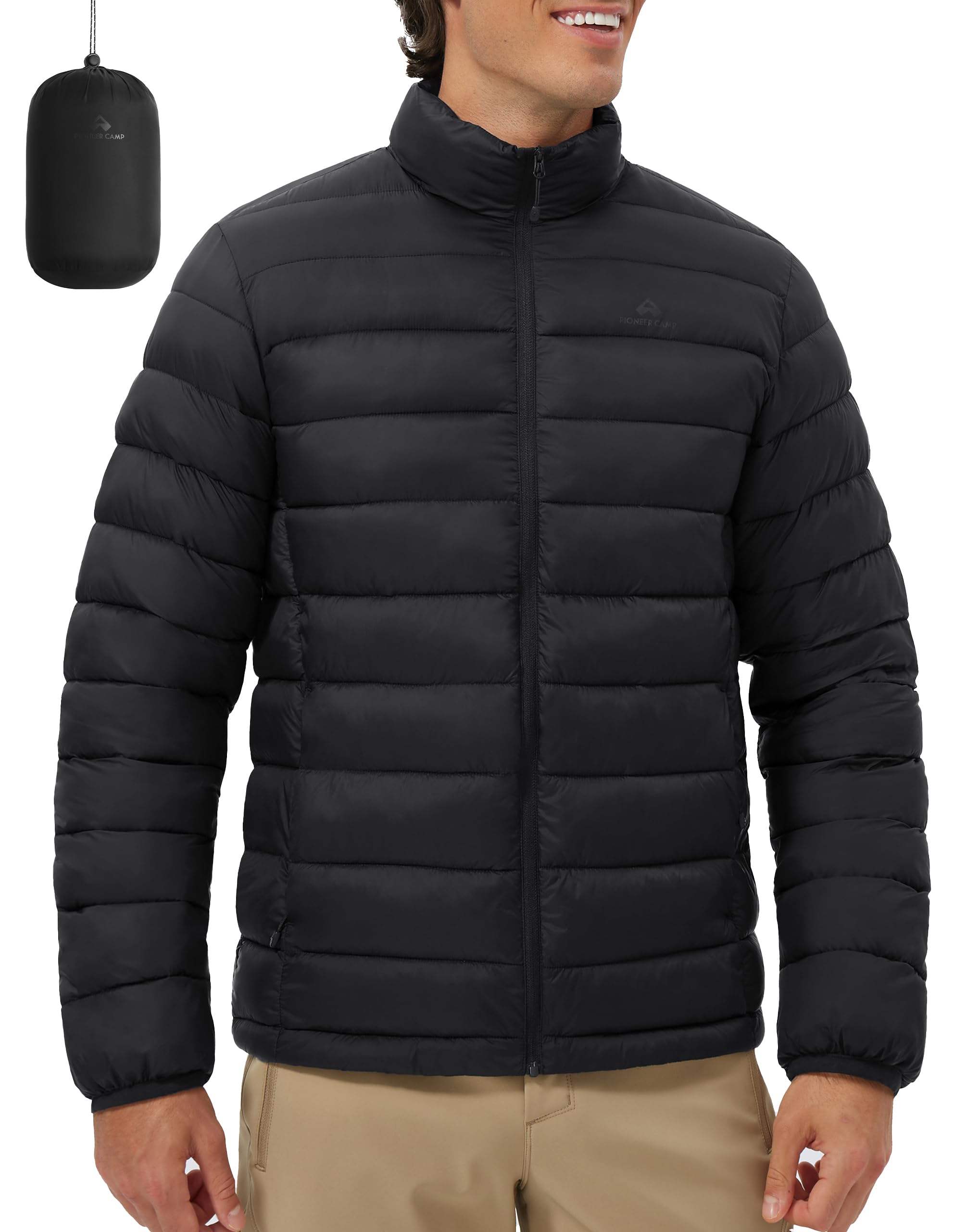 Pioneer Camp Winterjacke Herren Verpackbar Outdoor Wasserdicht Puffer Jacke Mit 4 Taschen für Freizeit, Wandern & Reisen