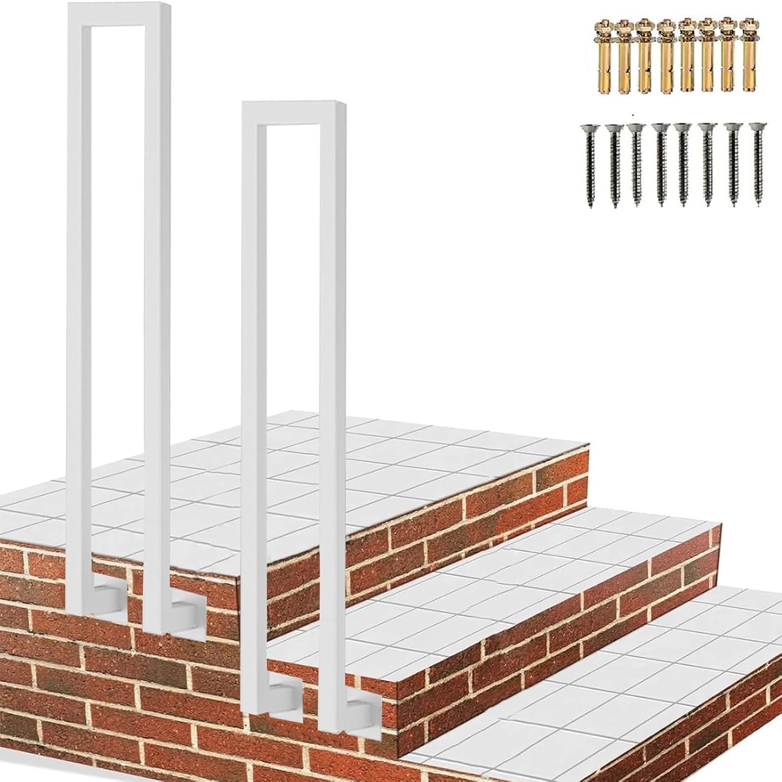Zyntho White Side Mount Indoor Stair Railings,Stair Railing Outdoor,1.1/1.4/1.6/2.1/2.4/2.7/2.9/3.1/3.3Ft U Shaped Hand Rails For Stairs,For Home Villa Entrance Indoor Outdoor Anti-Skid Railing(100Cm/3.3Ft)