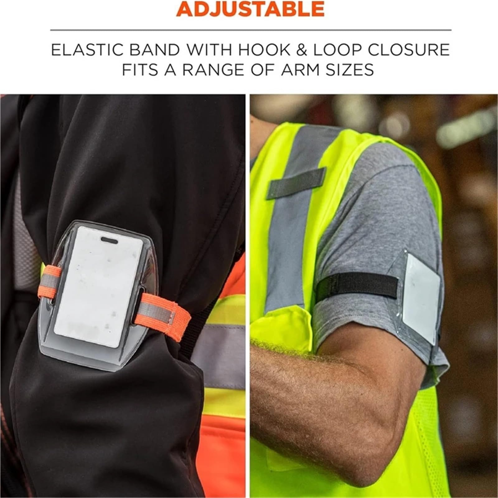 Etui na identyfikator ramię 30 szt. Plastikowe etui karty z PVC odblaskową opaską nadgarstek do pracy w biurze(Black Elastic Band)