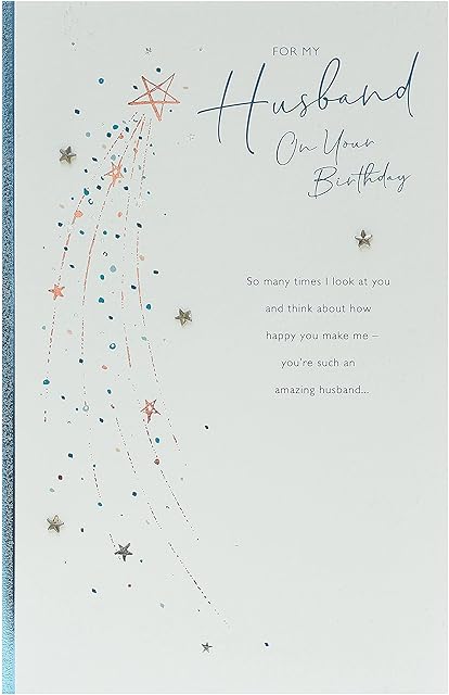 UK Greetings Husband Birthday Card With Envelope - Simple Star Design