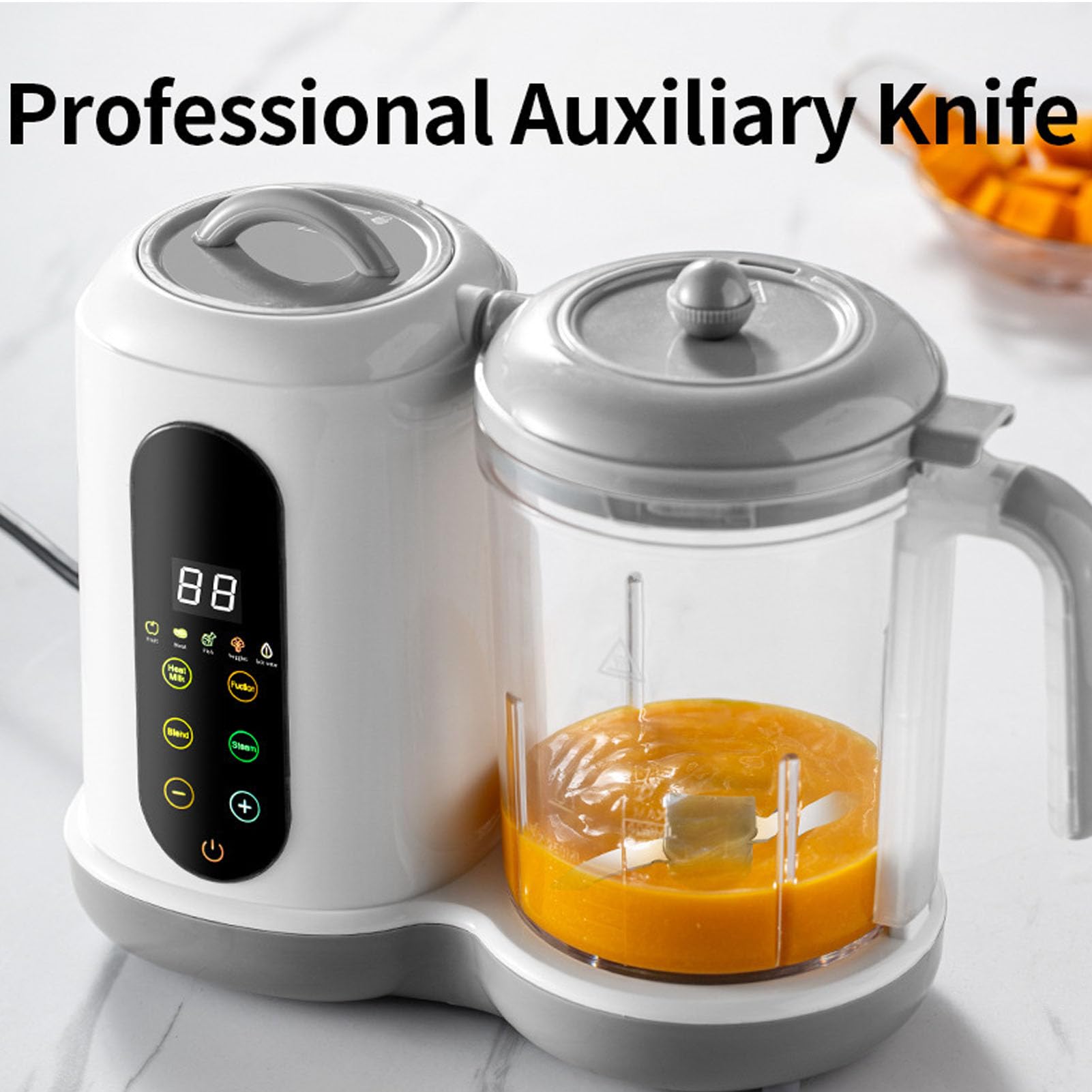Fabricante de puré de Alimentos para Bebés, Vaporizador de Procesador de Alimentos para Bebés, Máquina de Licuadora Multifuncional, Licuadora de puré de Molienda de un Paso (Enchufe de la UE)