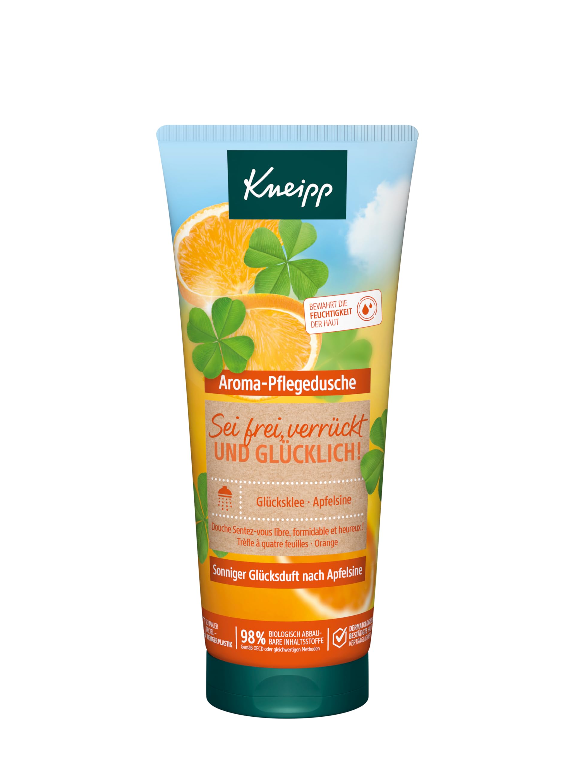 Kneipp Aroma-Pflegedusche Sei Frei, verrückt und glücklich – Sonniger Glücksduft nach Apfelsine - Mit pflanzlichen Wirkstoffen - vegan - 200ml