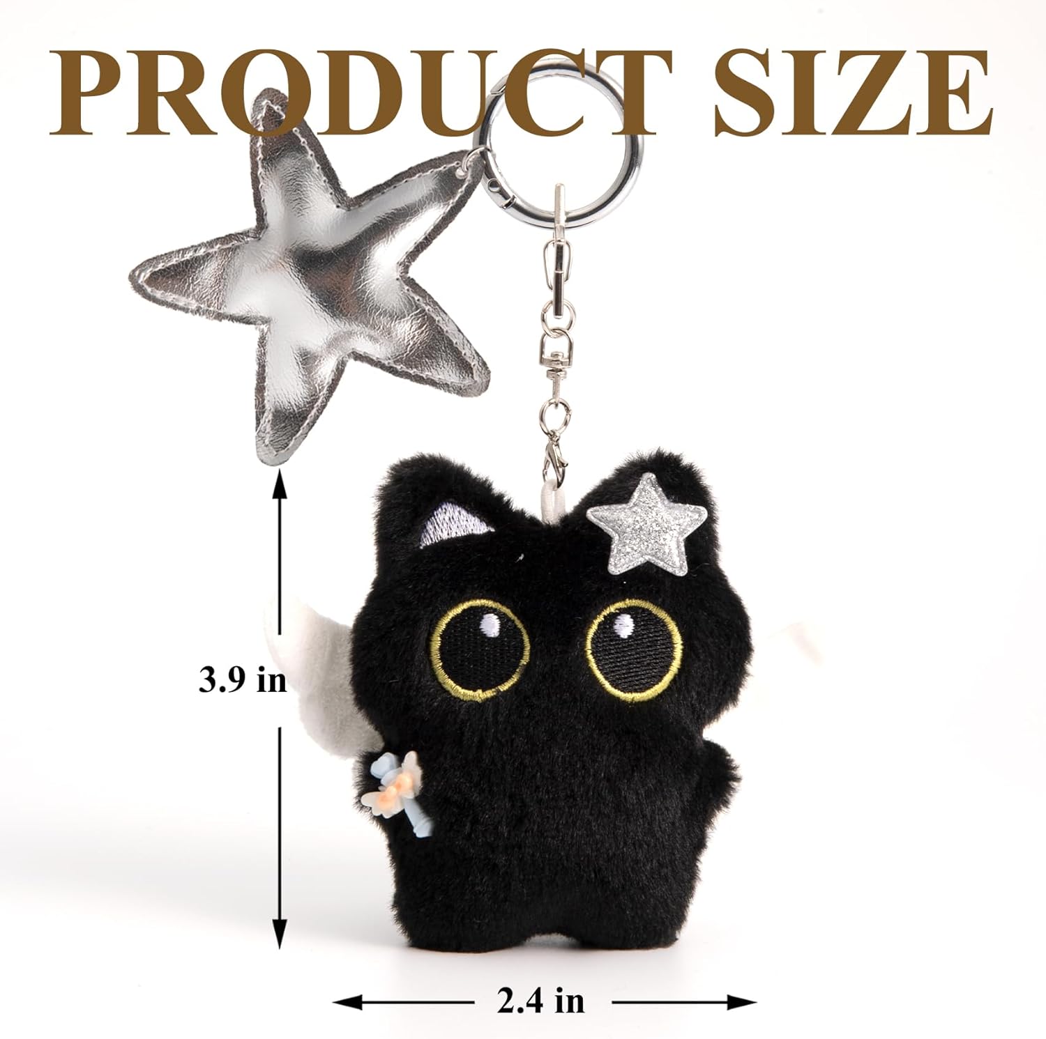 Bag Charm Cute Black Cat Plush Keychain Backpack Purse Key Chain Accessories Gifts for Women - Image 4