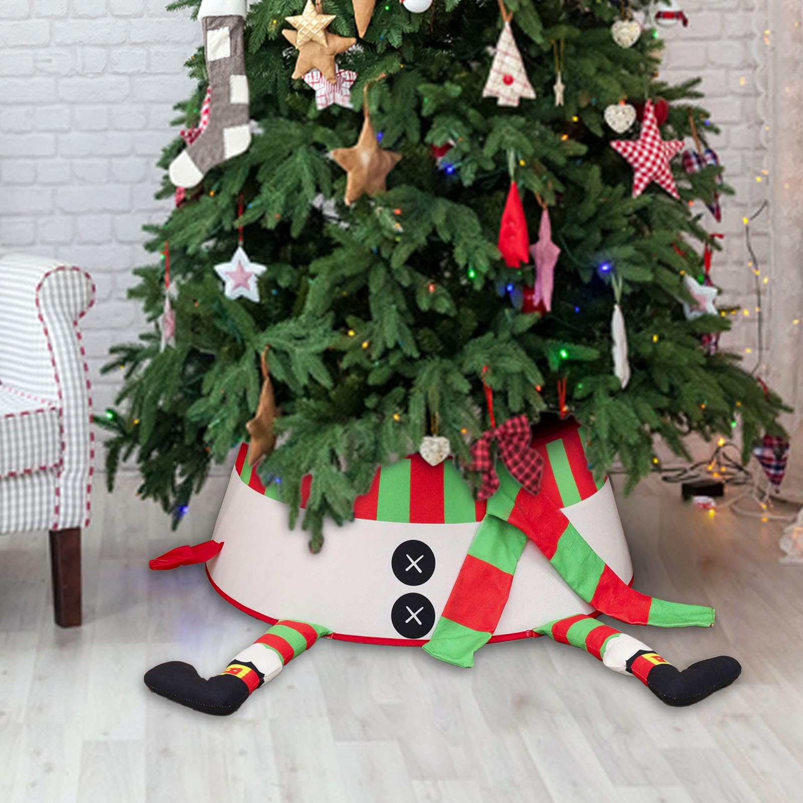 Gonna Per Albero Di Natale - Collare Decorativo Per Base Albero, Diametro 40-60 Cm, Altezza 20 Cm, Tessuto Non Tessuto