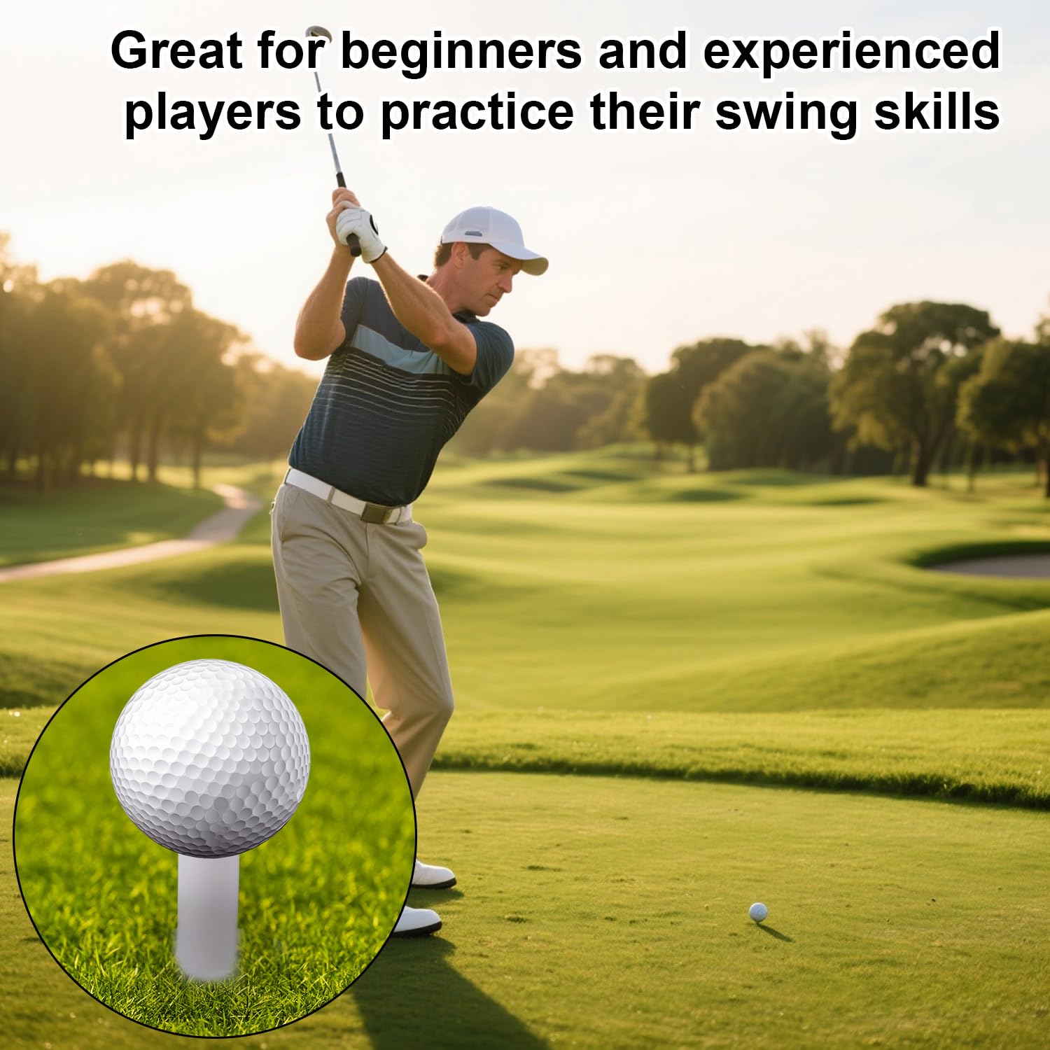 8pz Tee da Golf in Gomma, Tee da Golf a Forma di T Bianca per Campo Pratica Accessori per Allenamento Indoor e Outdoor Tappetini Allenamento e Simulatori di Golfs (Misure US, 8 Misure)