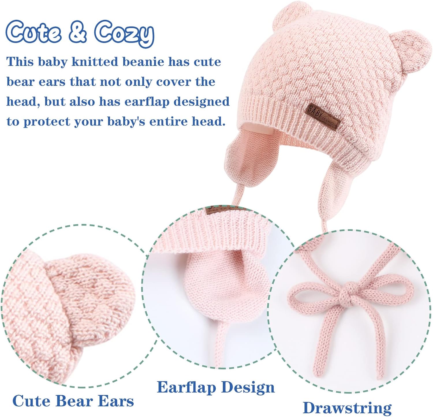 JANGANNSA Cute Knitted Boys Girls Christmas Beanie Warm Earflap Winter Hat Infant Toddler Baby Beanie 0-2Y - Image 3