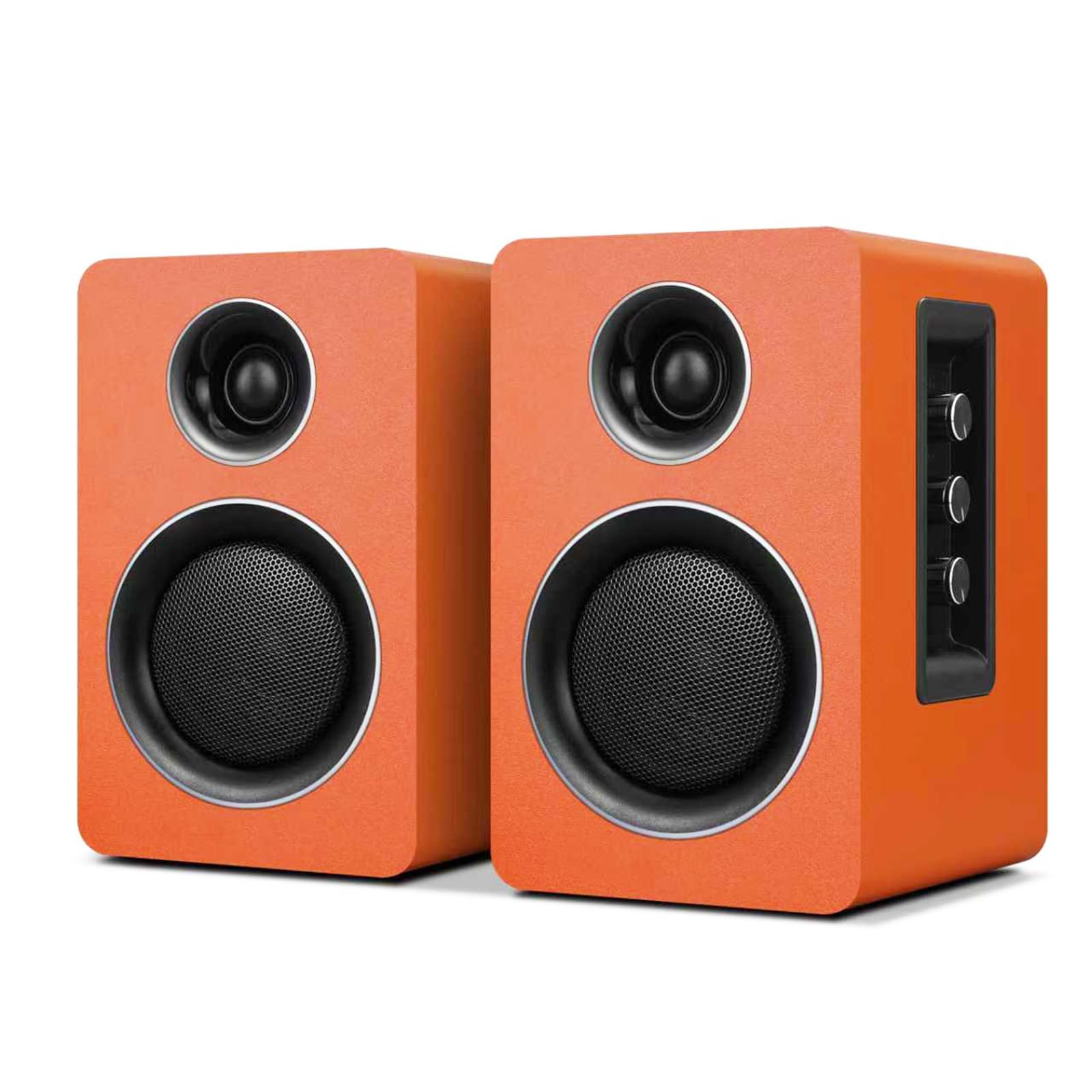 Computer Speakers, Bluetooth 5.3, USB-C, AUX/RCA, 3.5-Inch Woofer, Orange